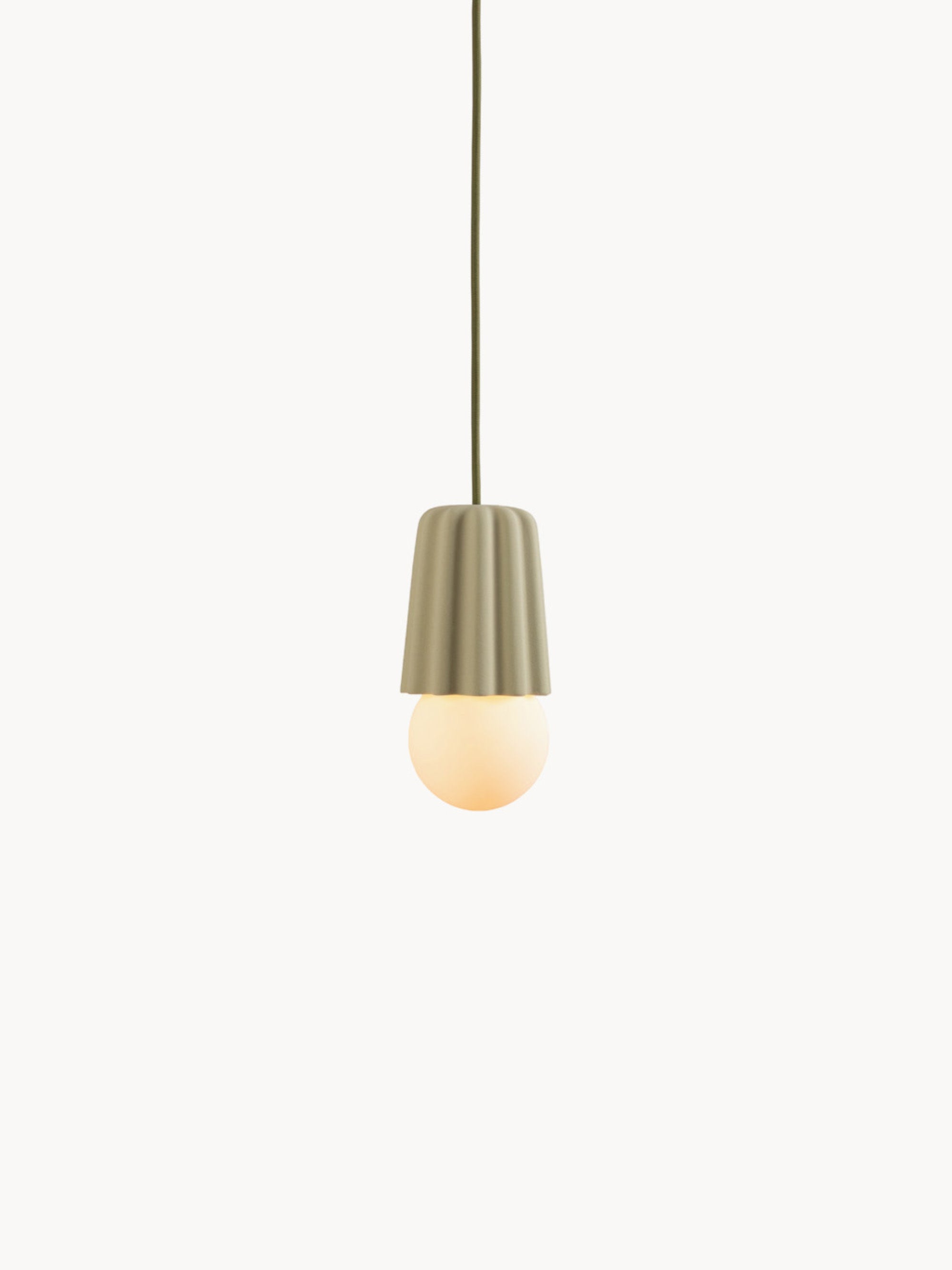 Petite suspension artisanale STUCCO No. 1, intensité ajustable - Vert olive