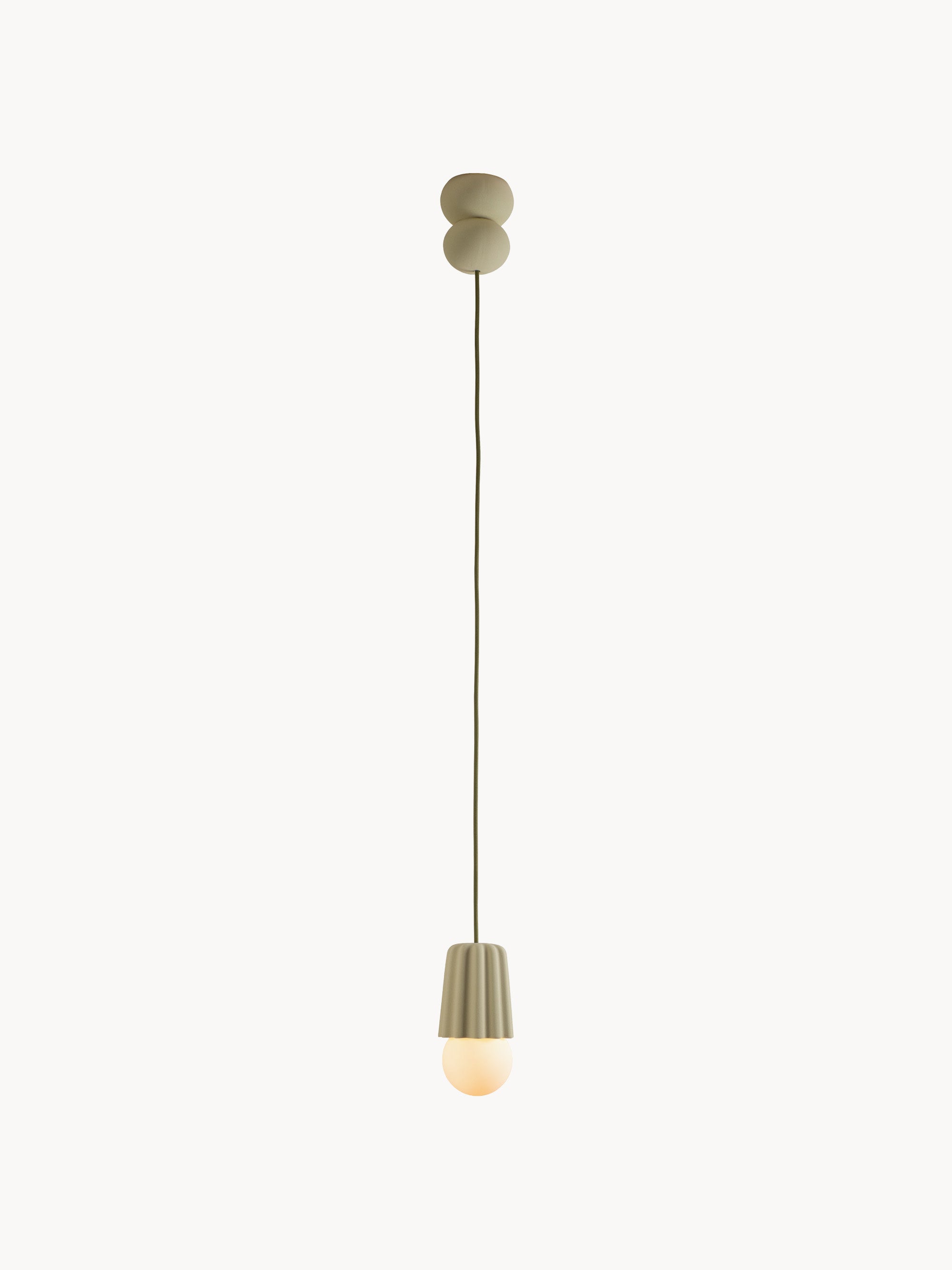 Petite suspension artisanale STUCCO No. 1, intensité ajustable - Vert olive