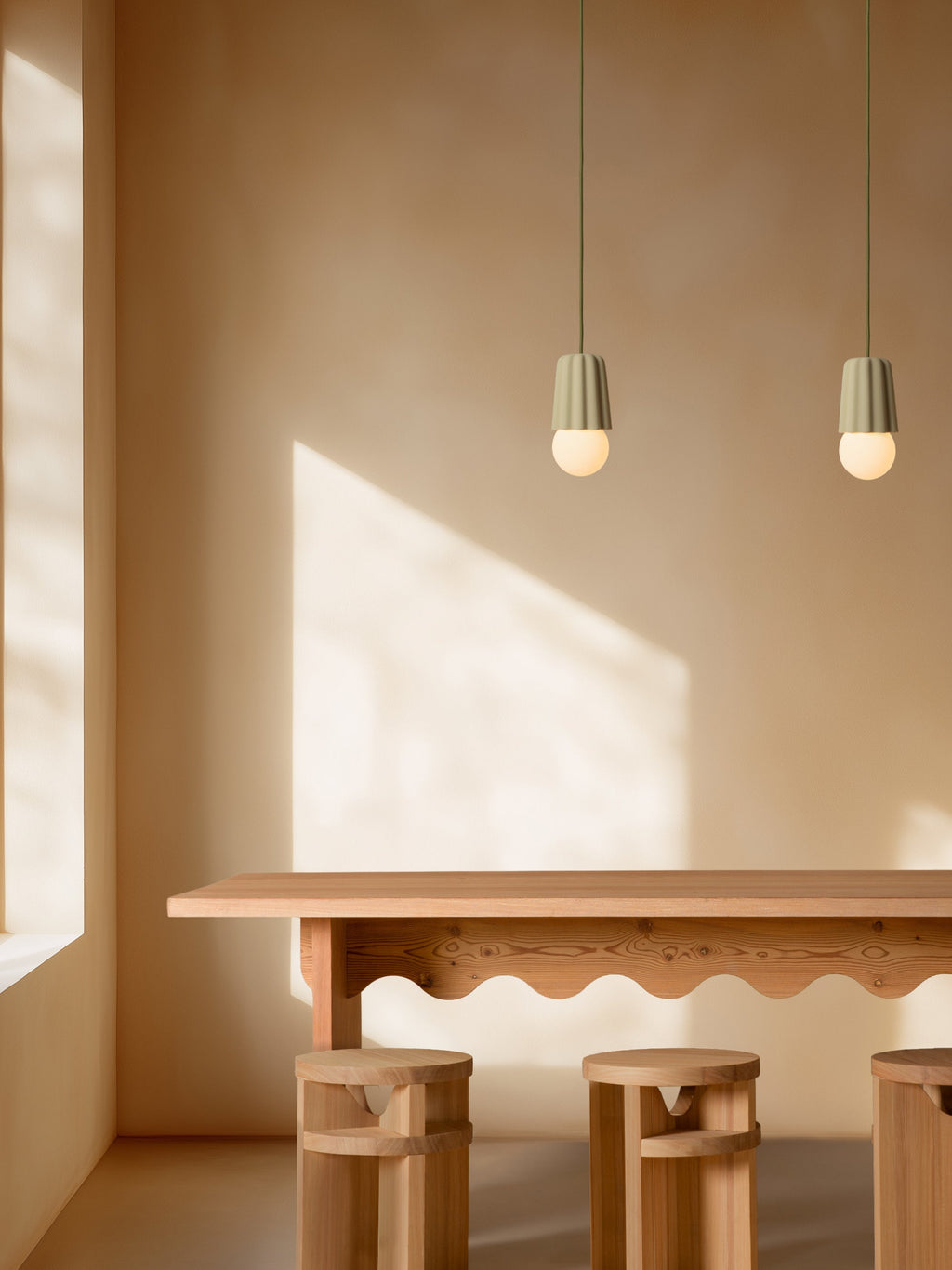 Petite suspension artisanale STUCCO No. 1, intensité ajustable - Vert olive