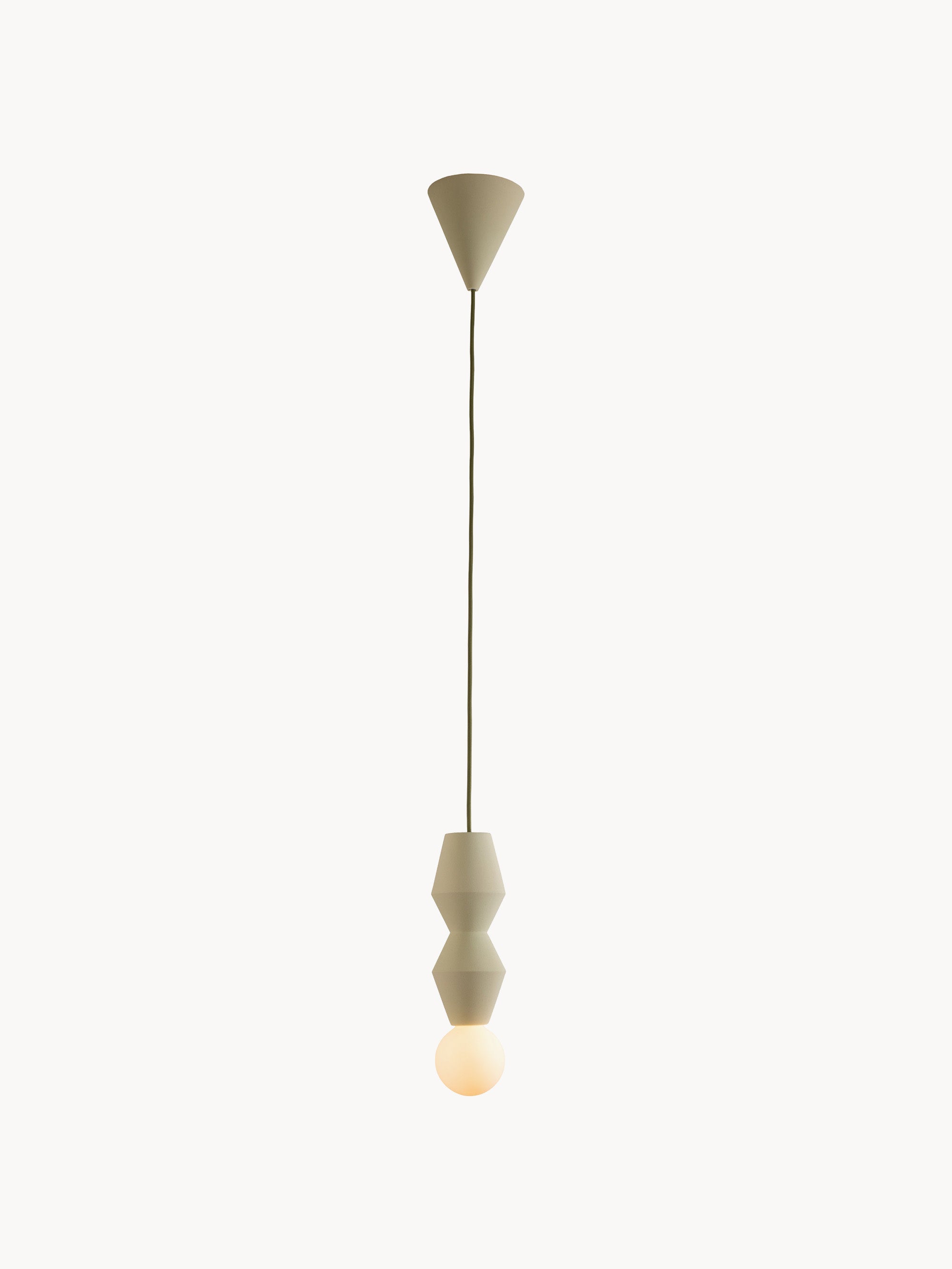Petite suspension artisanale STUCCO No. 2, intensité ajustable - Vert olive