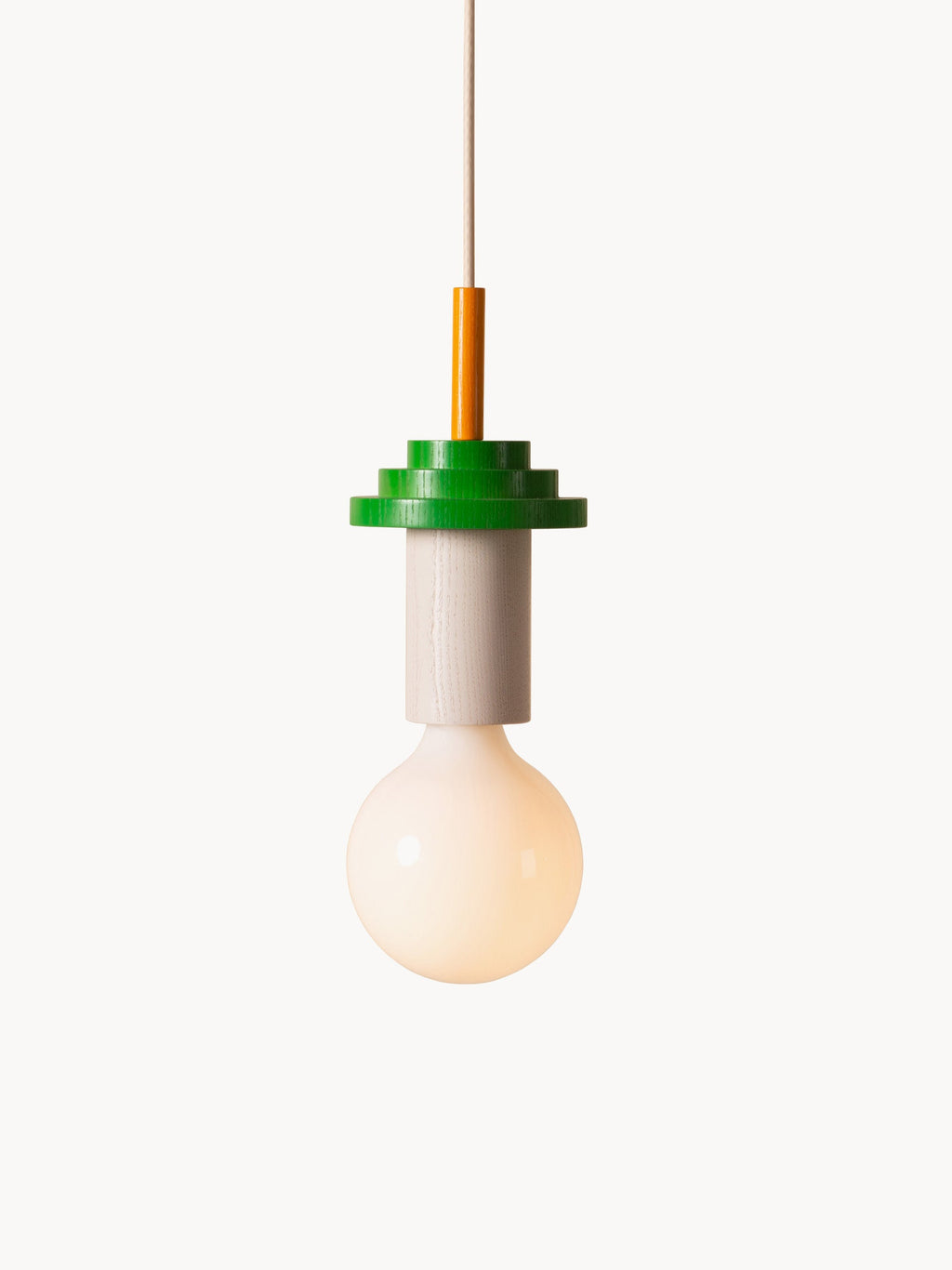 Petite suspension artisanale Burton, intensité ajustable - Blanc cassé, vert, caramel
