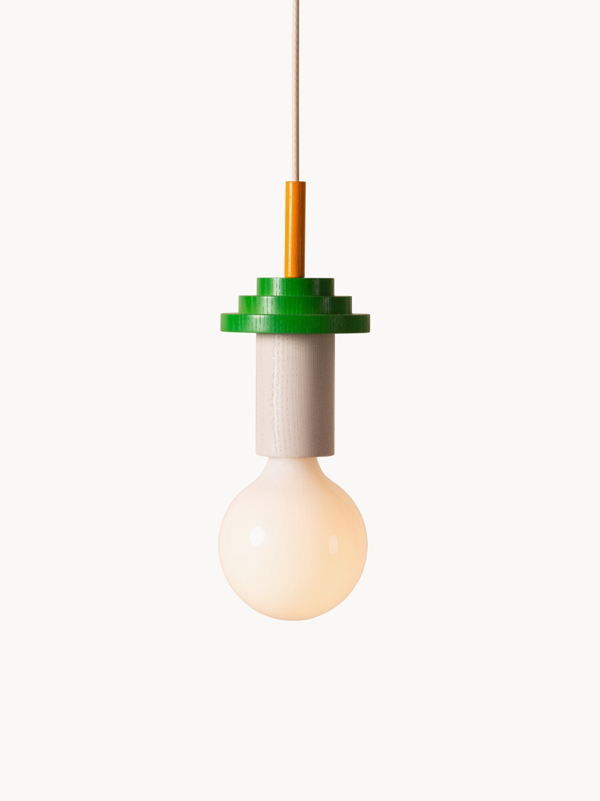 Petite suspension artisanale Burton, intensité ajustable - Blanc cassé, vert, caramel