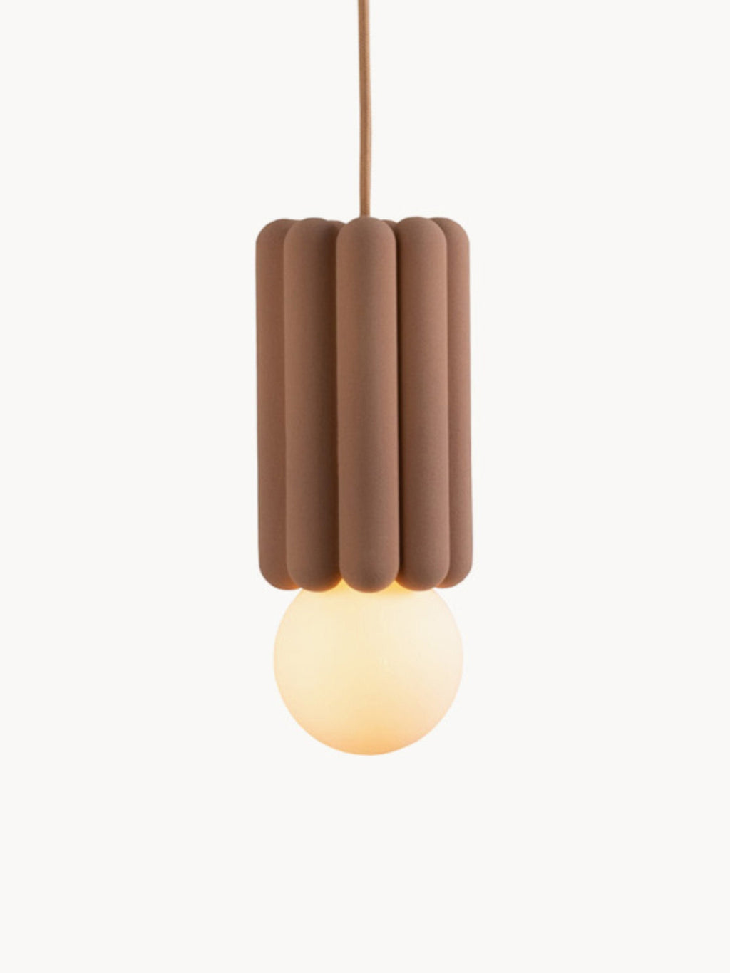 Petite suspension artisanale STUCCO No. 3, intensité ajustable - Marron clair