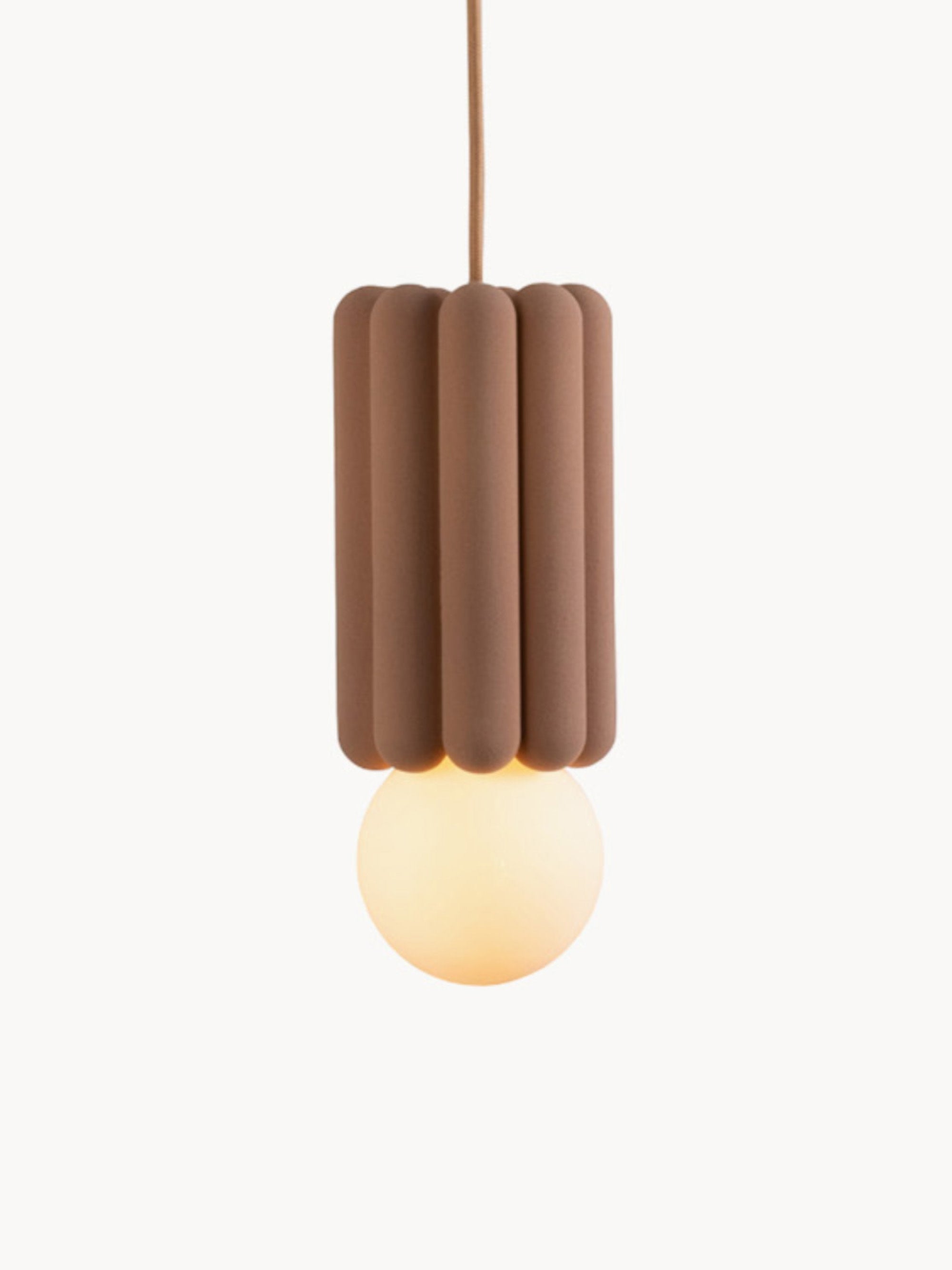 Petite suspension artisanale STUCCO No. 3, intensité ajustable - Marron clair