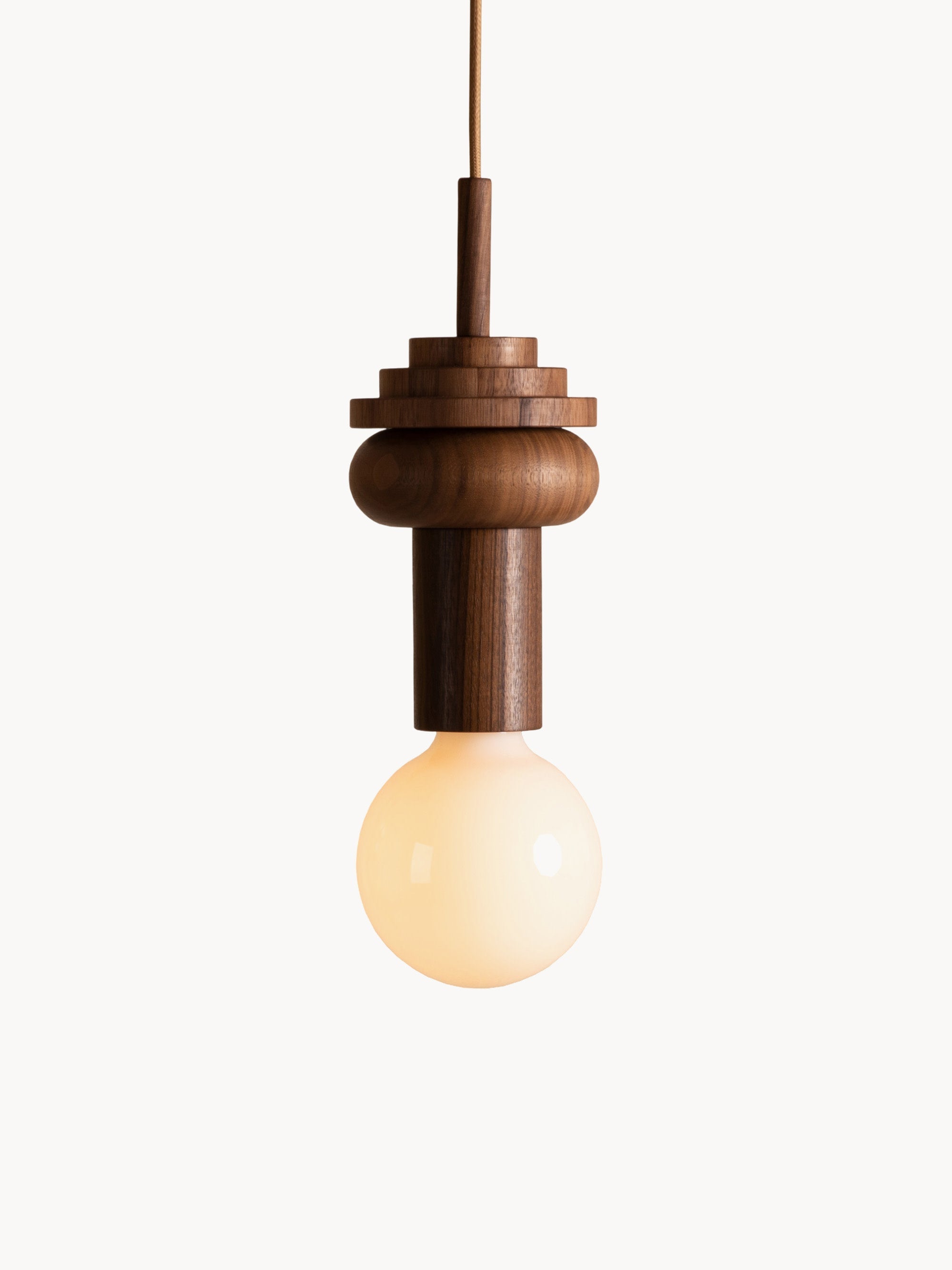 Petite suspension artisanale Burton, intensité ajustable - Bois de noyer