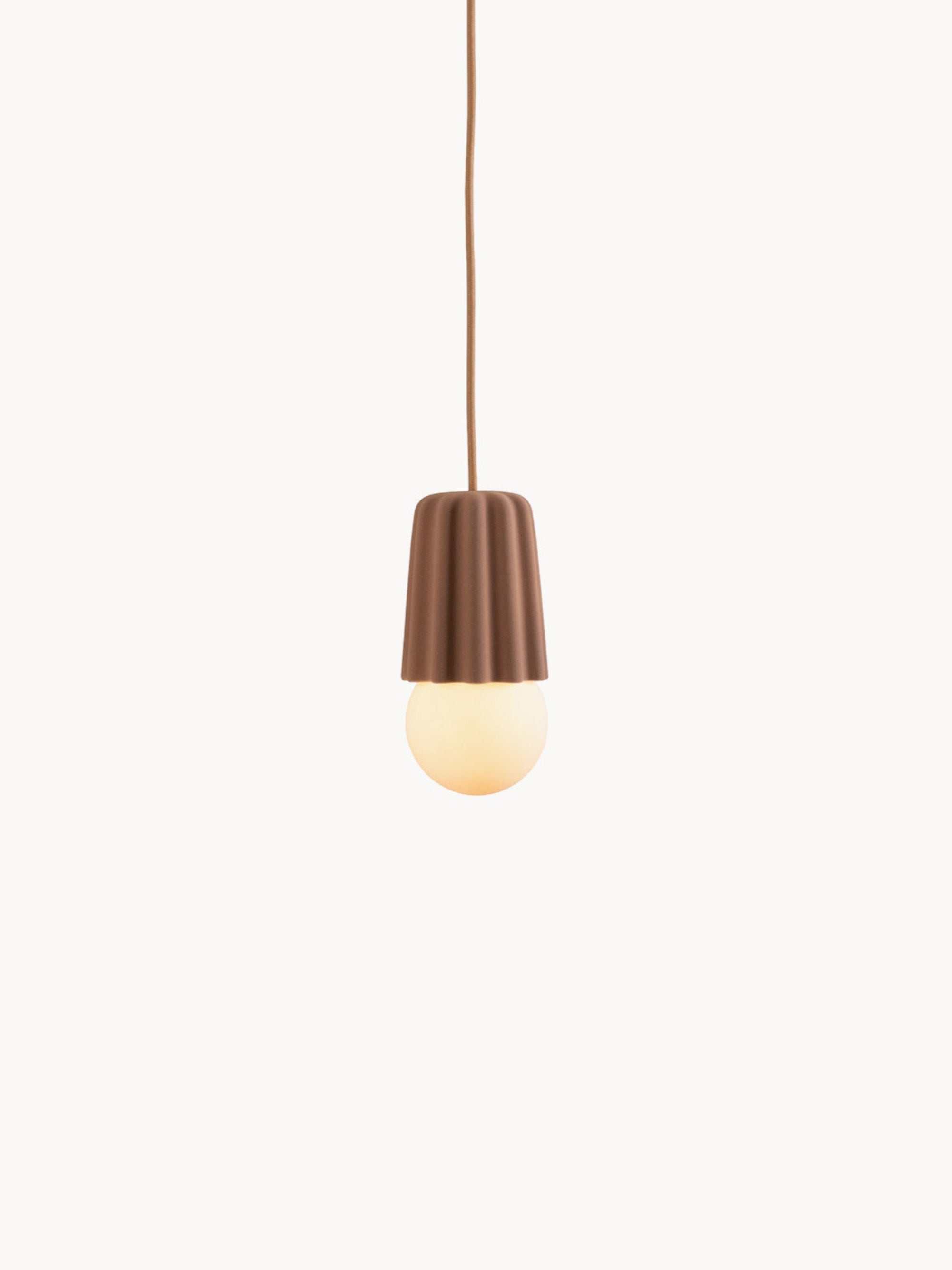 Petite suspension artisanale STUCCO No. 1, intensité ajustable - Marron clair