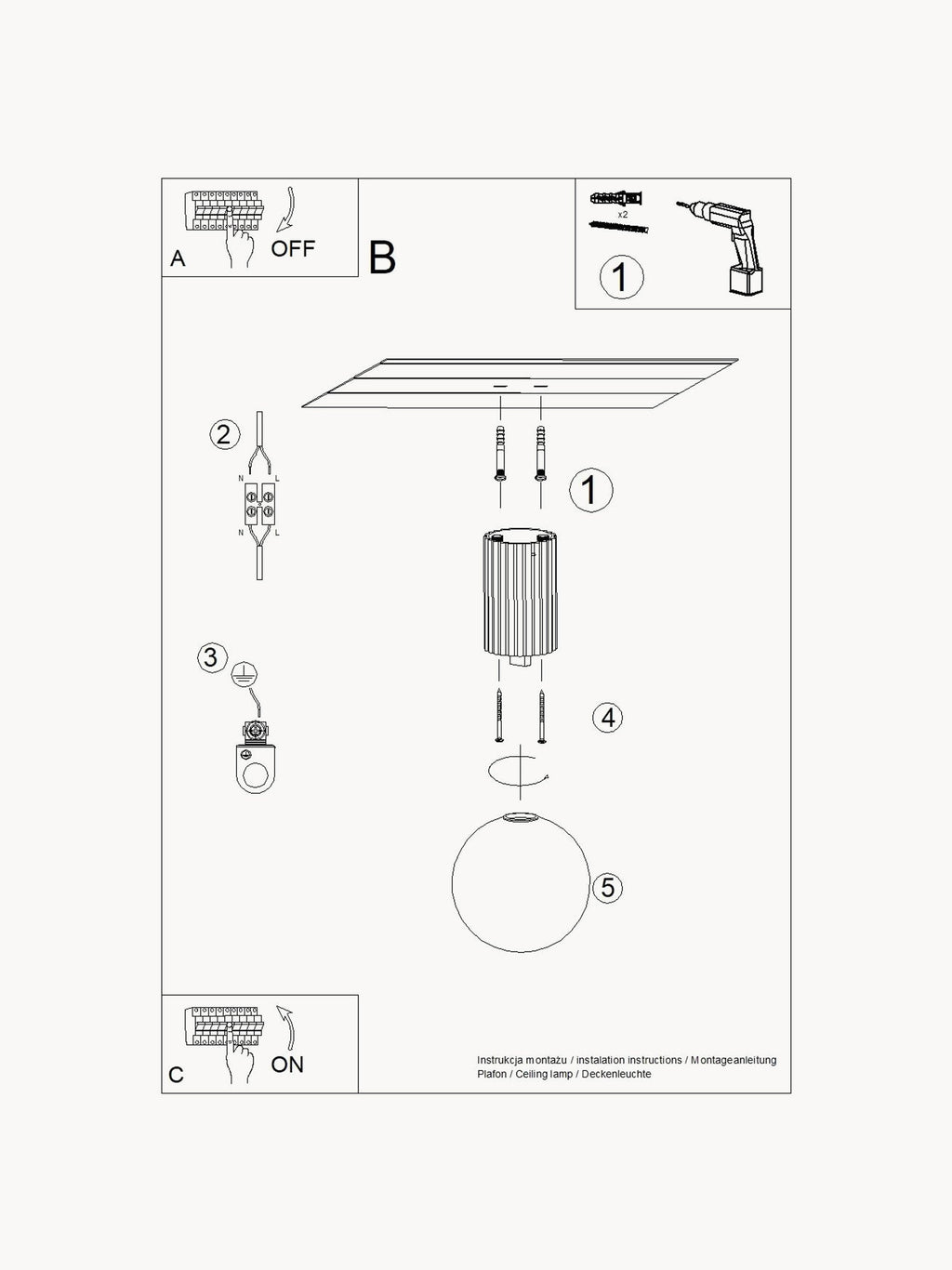 Plafonnier Draco - Taupe
