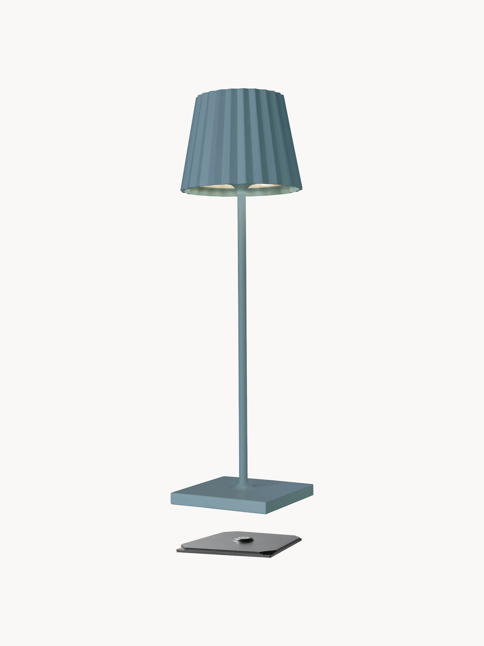 Lampe à poser LED d'extérieur portable Hayes, intensité lumineuse variable - Gris bleu