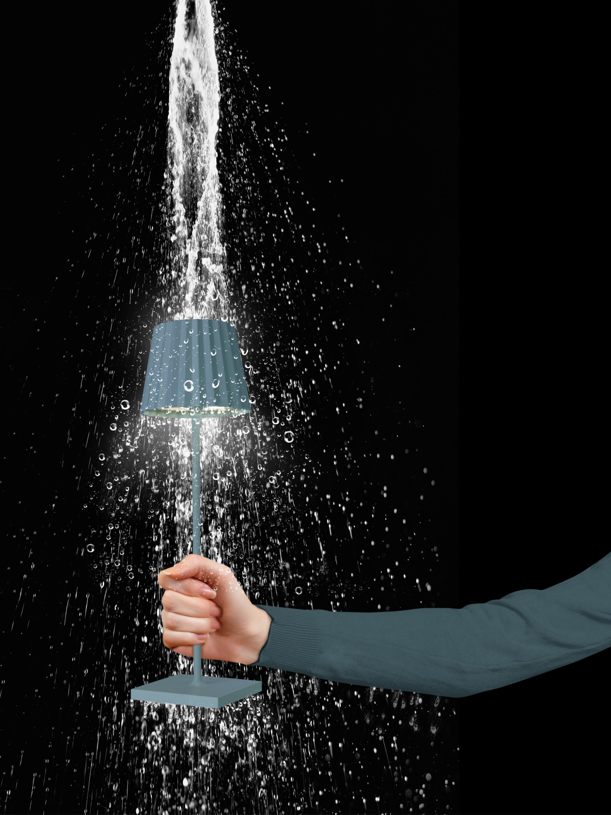 Lampe à poser LED d'extérieur portable Hayes, intensité lumineuse variable - Gris bleu