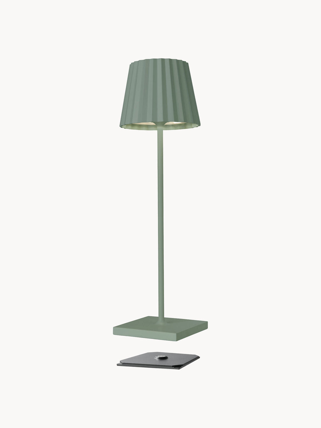 Lampe à poser LED d'extérieur portable Hayes, intensité lumineuse variable - Vert sauge