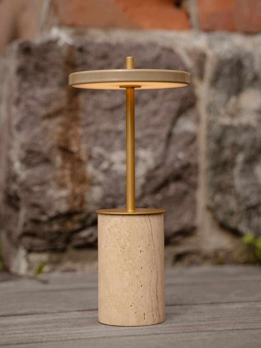 Lampe à poser portable Marc, intensité ajustable - Beige clair, marbré, doré