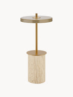 Lampe à poser portable Marc, intensité ajustable - Beige clair, marbré, doré