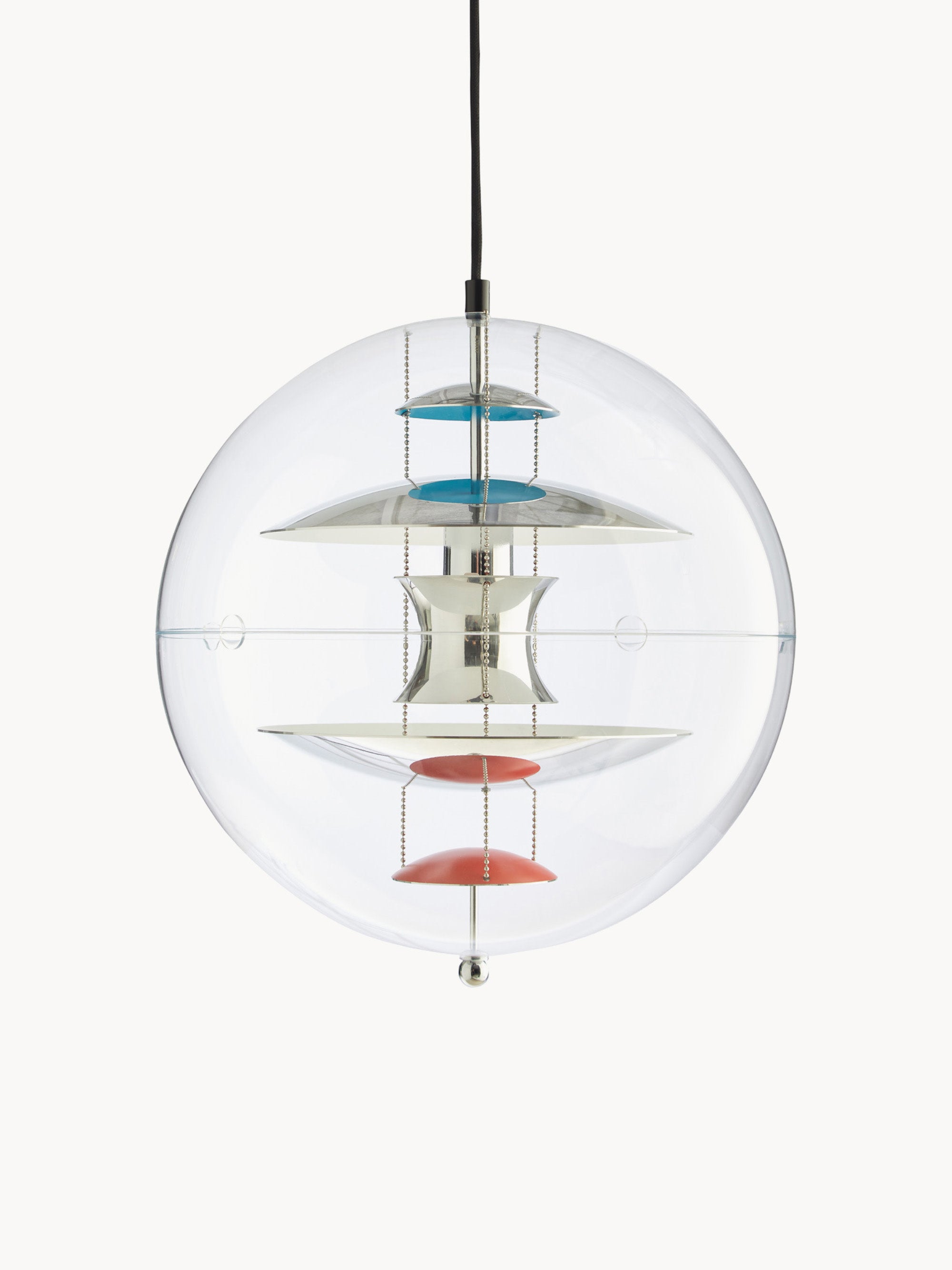 Petite suspension VP Globe Design Ras - Transparent, chrome, rouge, bleu