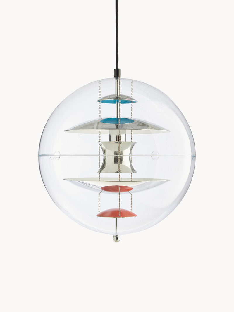 Petite suspension VP Globe Design Ras - Transparent, chrome, rouge, bleu