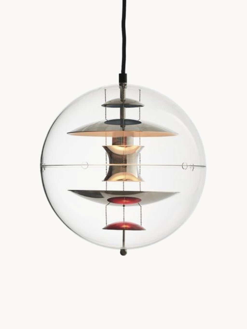 Petite suspension VP Globe Design Ras - Transparent, chrome, rouge, bleu