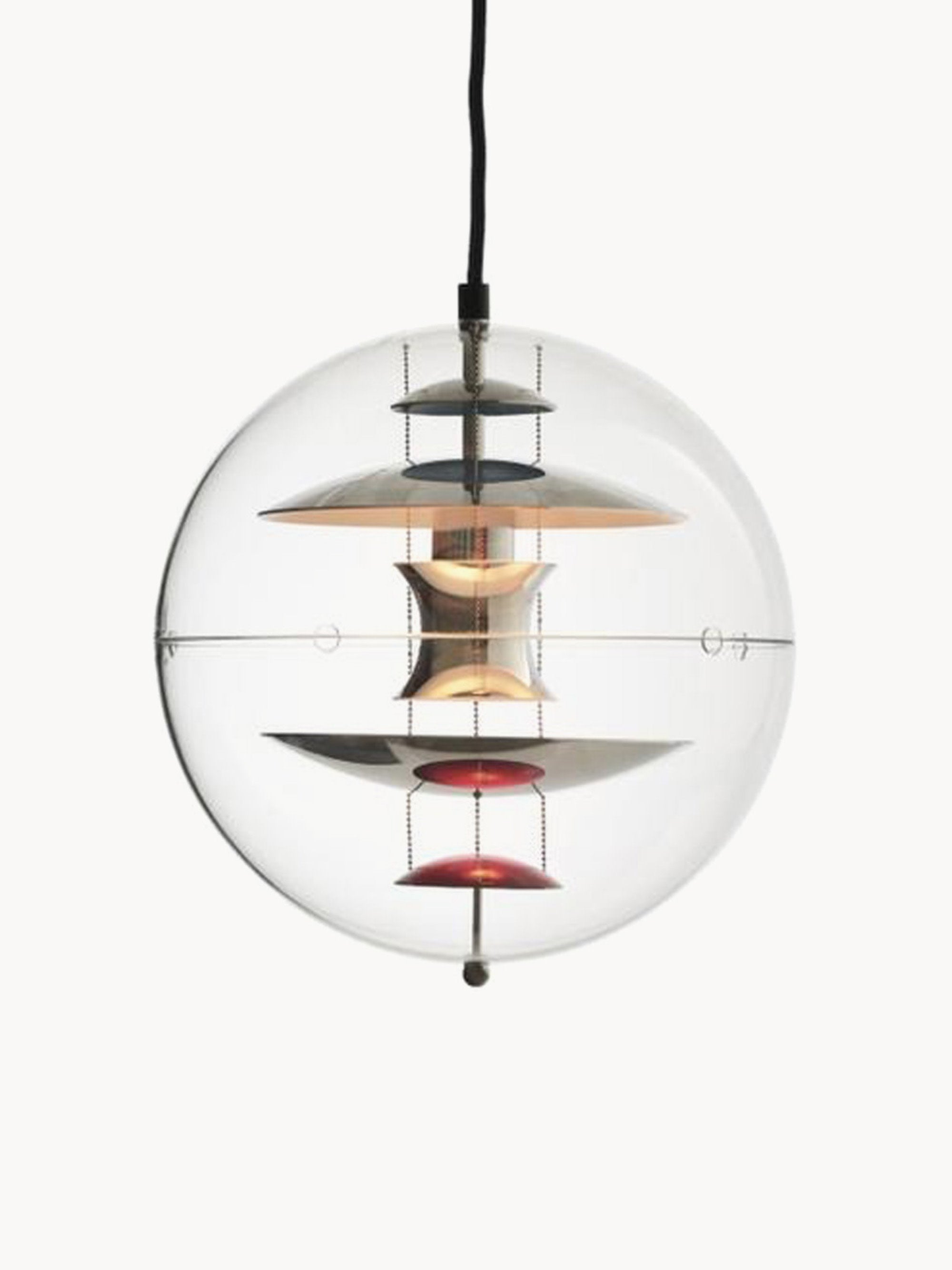 Petite suspension VP Globe Design Ras - Transparent, chrome, rouge, bleu