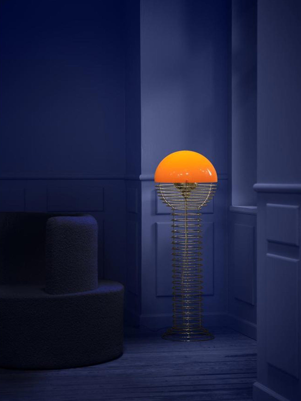 Lampadaire Wire Design Ras - Argenté, orange