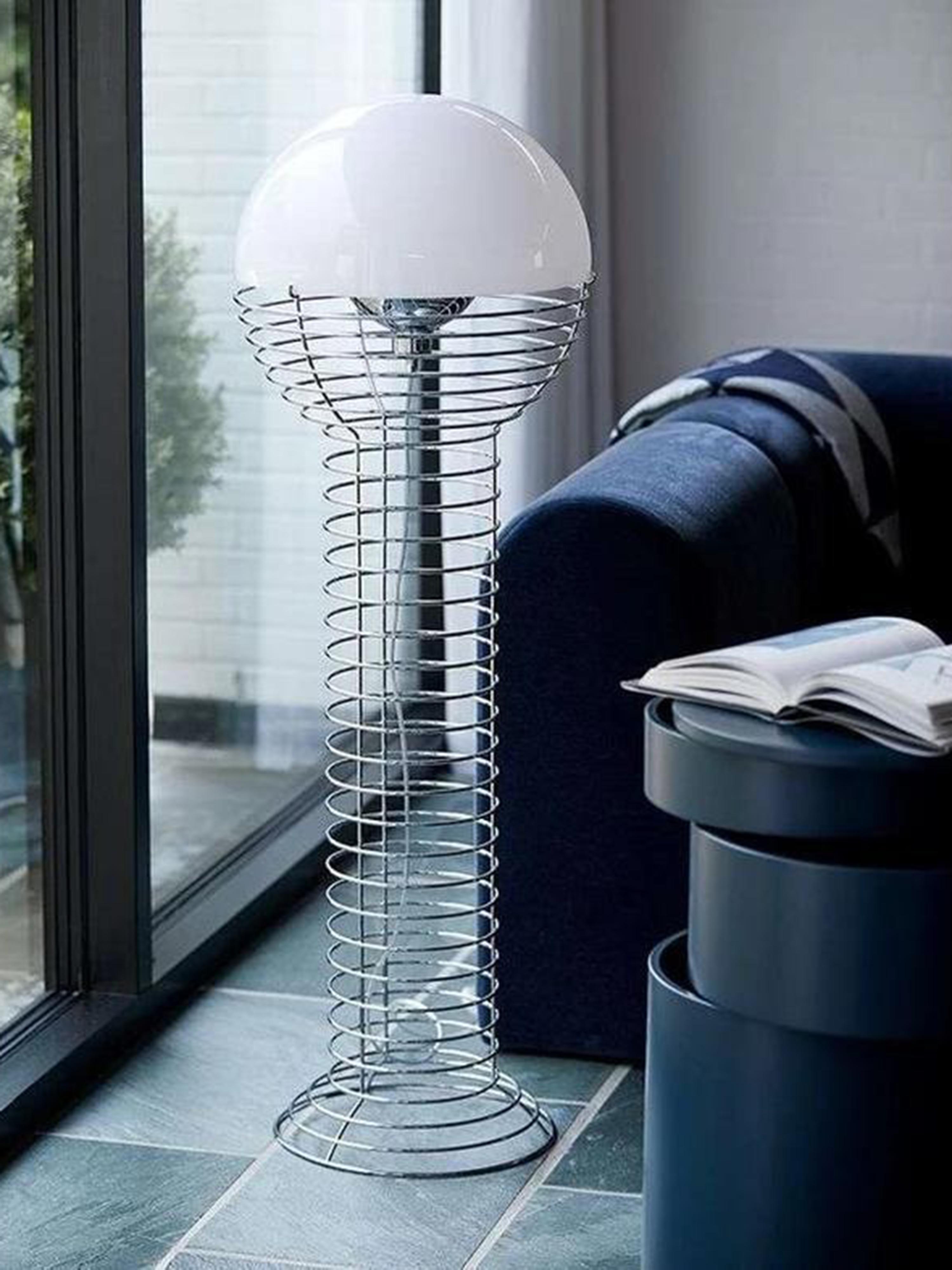 Lampadaire Wire Design Ras - Argenté, blanc