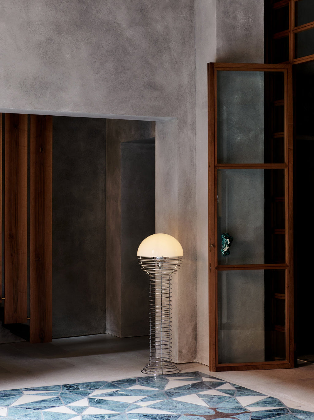 Lampadaire Wire Design Ras - Argenté, blanc