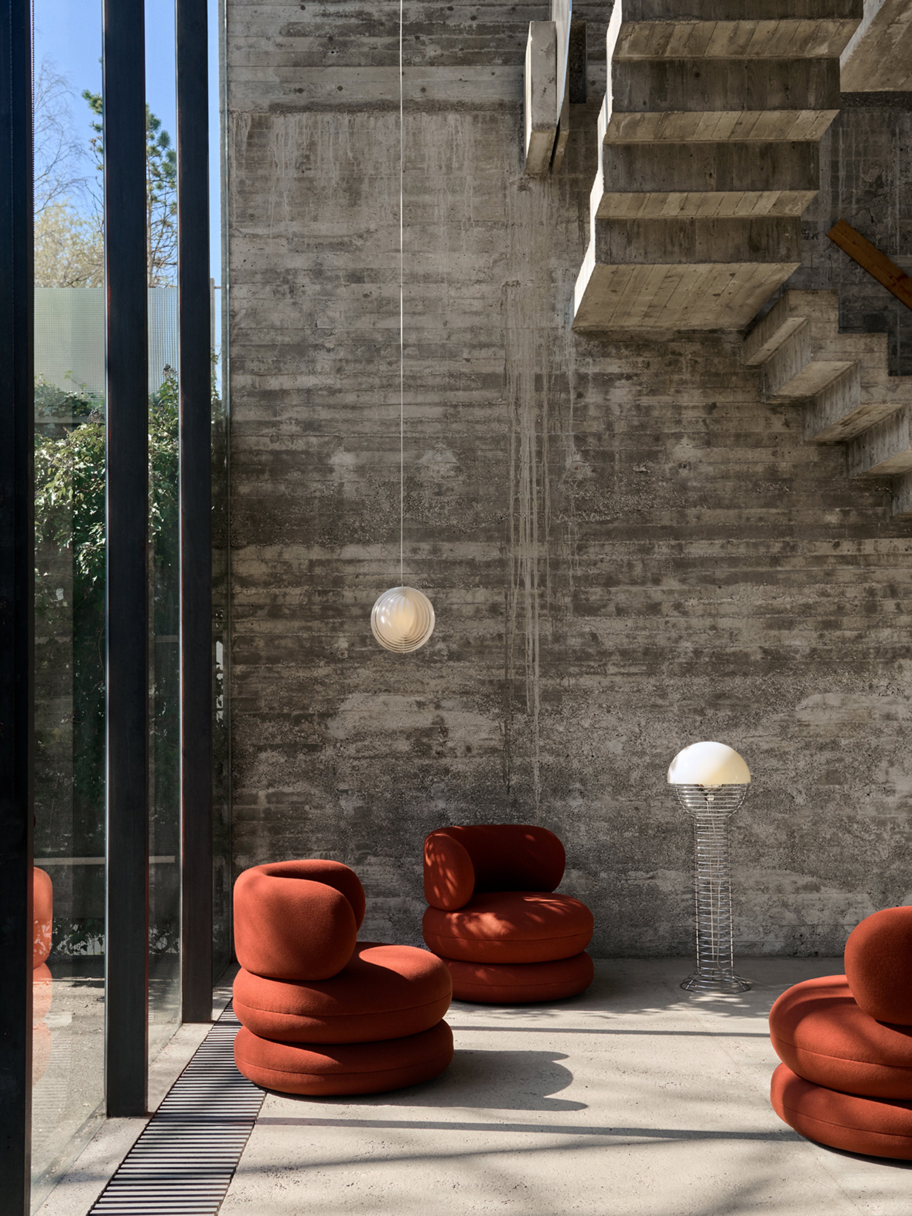 Lampadaire Wire Design Ras - Argenté, blanc