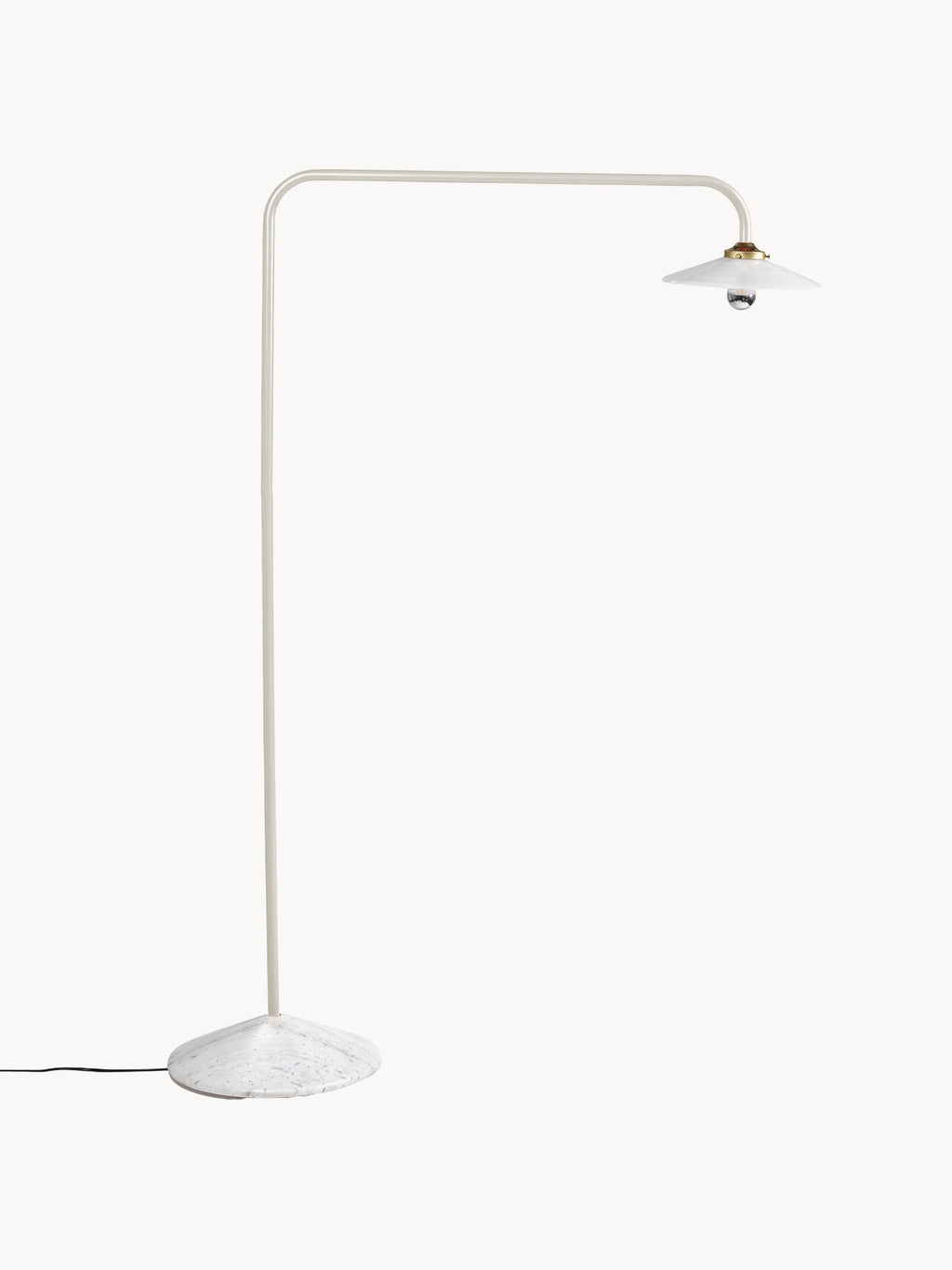 Lampadaire arc fait main avec pied en marbre Liekki - Blanc, blanc cassé, gris clair, marbré