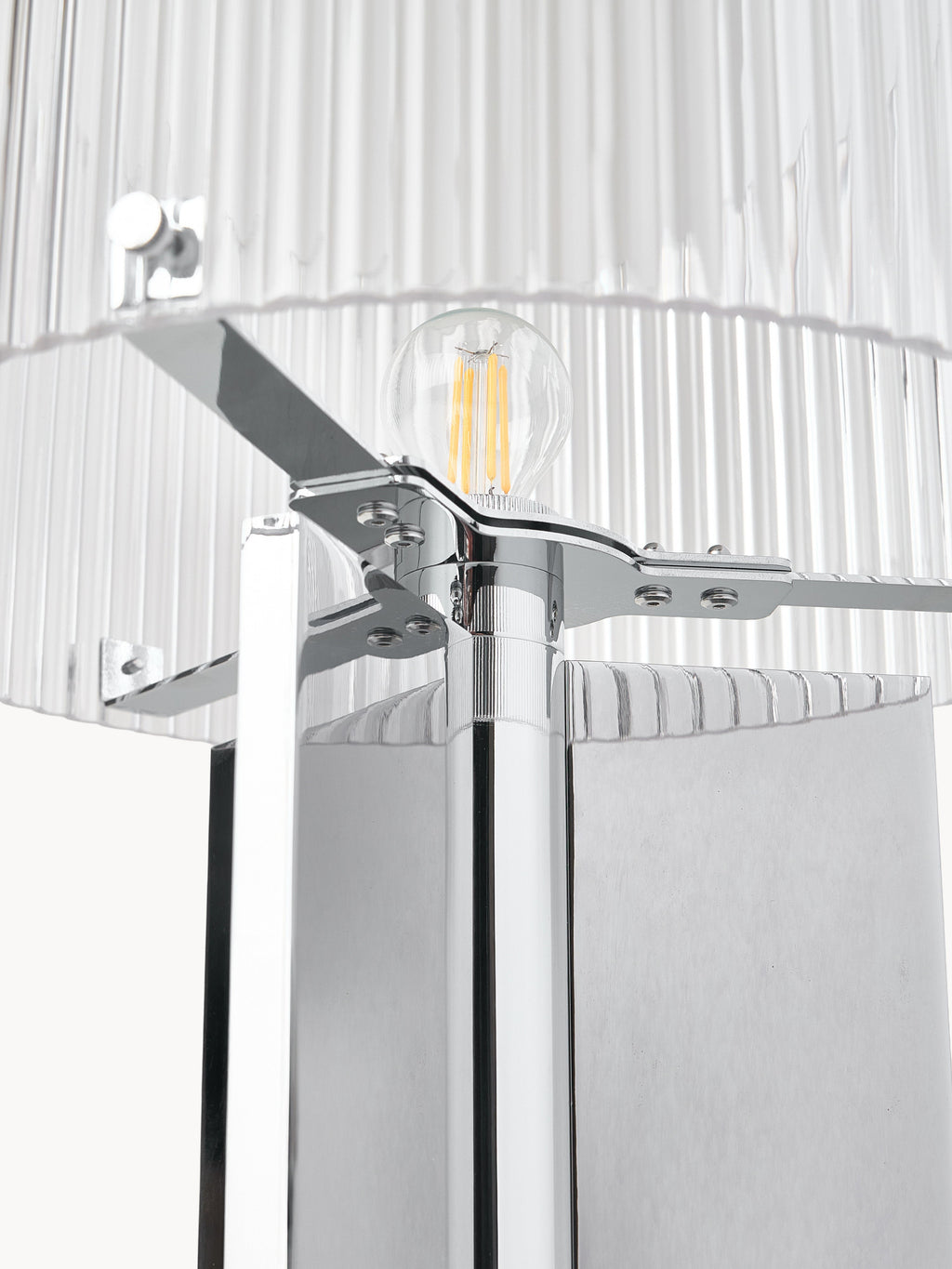 Lampe à poser en verre cannelé - Chrome, transparent