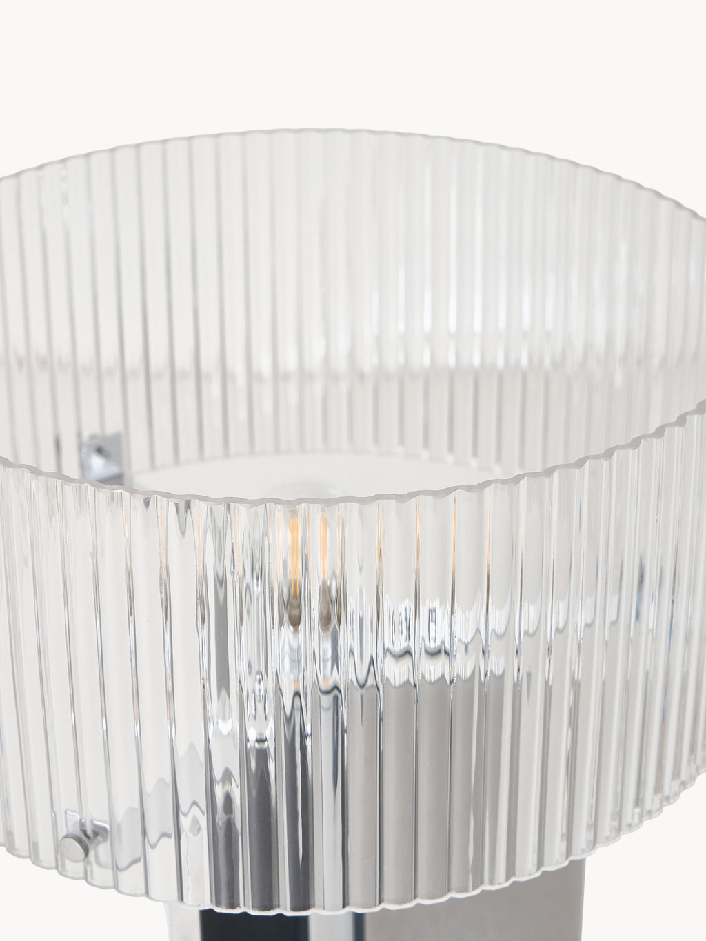Lampe à poser en verre cannelé - Chrome, transparent