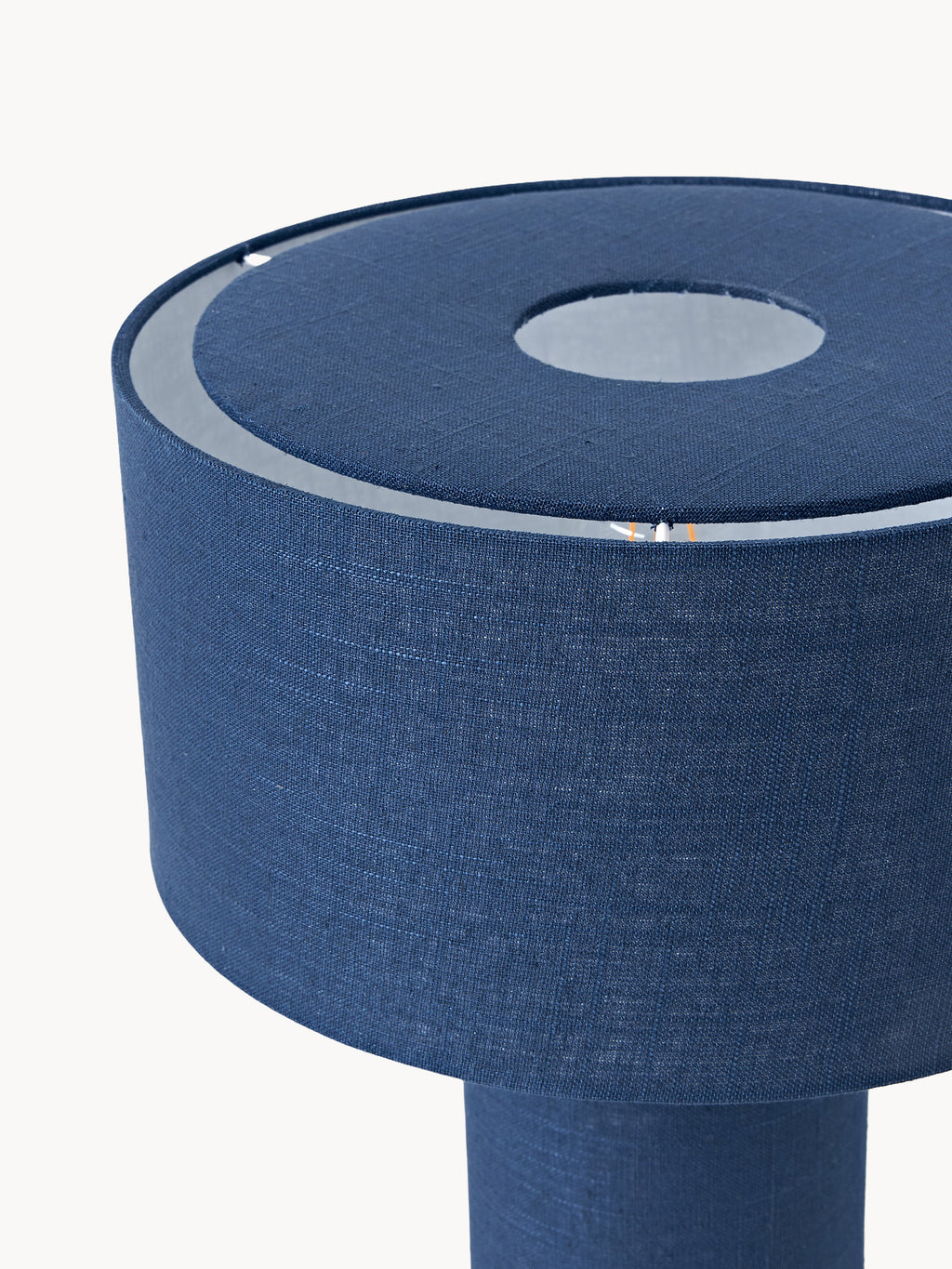Lampe à poser en lin Tomi - Linge bleu foncé