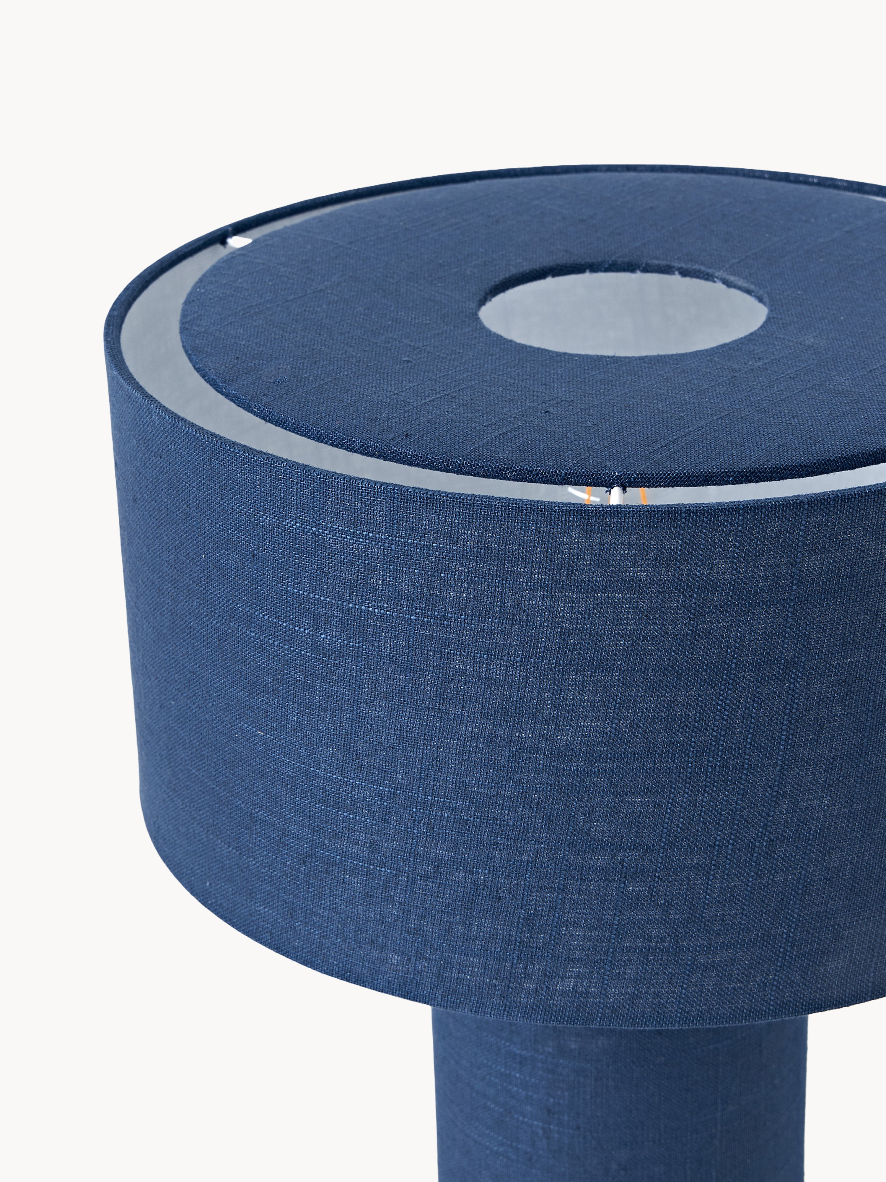 Lampe à poser en lin Tomi - Linge bleu foncé
