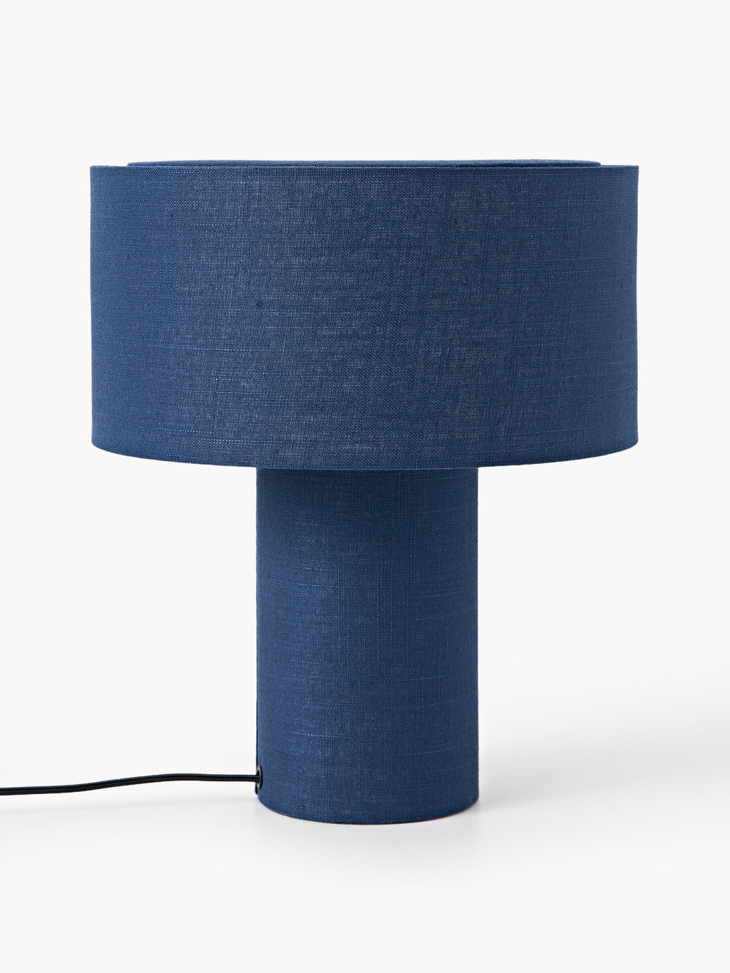 Lampe à poser en lin Tomi - Linge bleu foncé