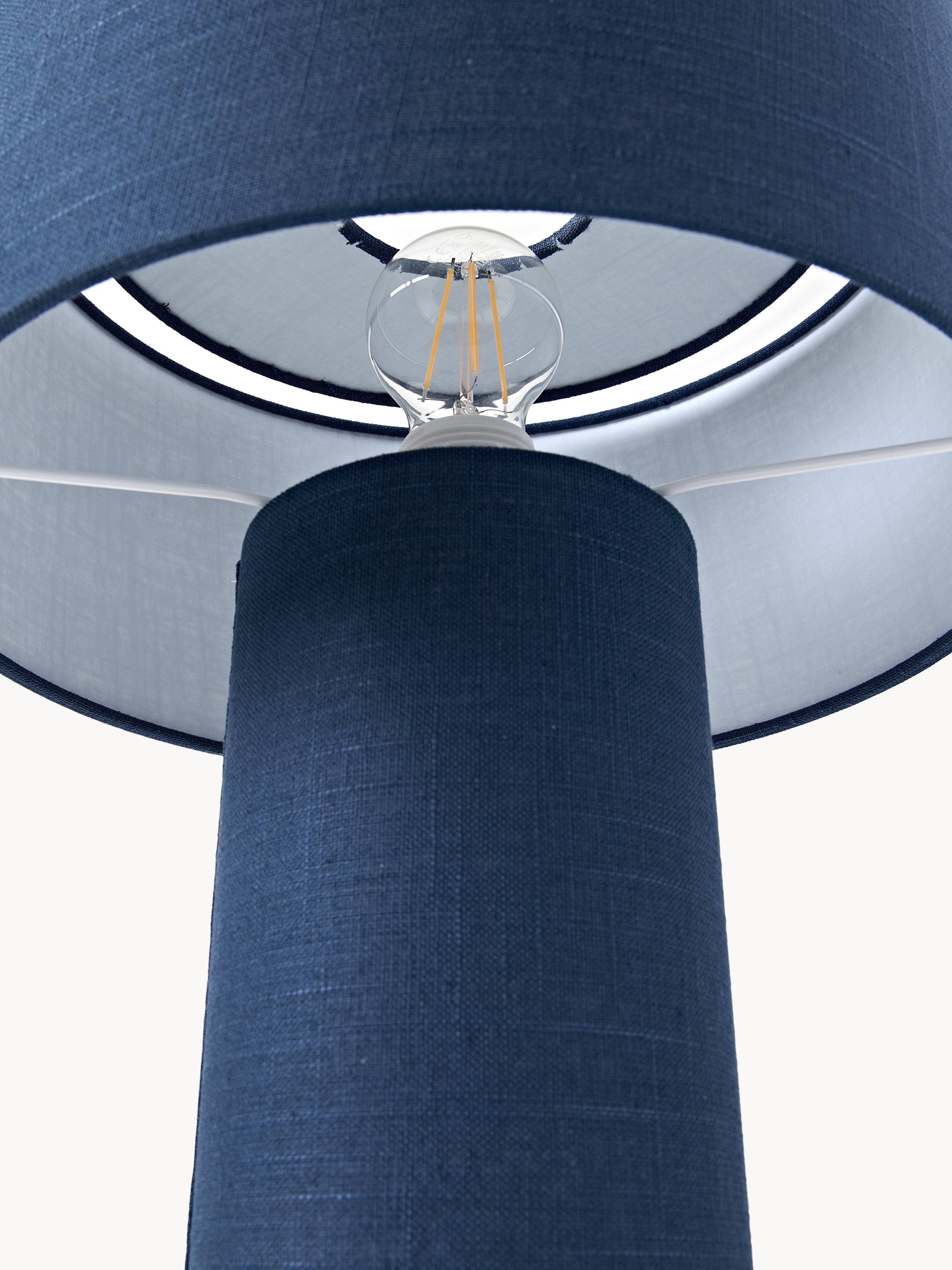 Lampe à poser en lin Tomi - Linge bleu foncé
