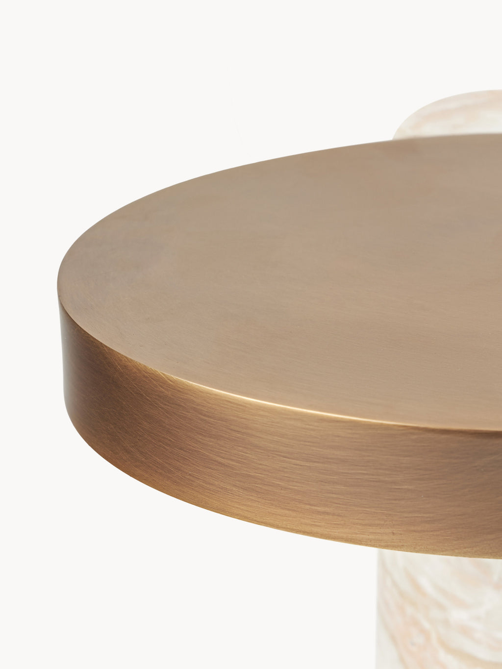 Lampe à poser LED avec pied en marbre Alastair - Beige clair, marbré, laiton
