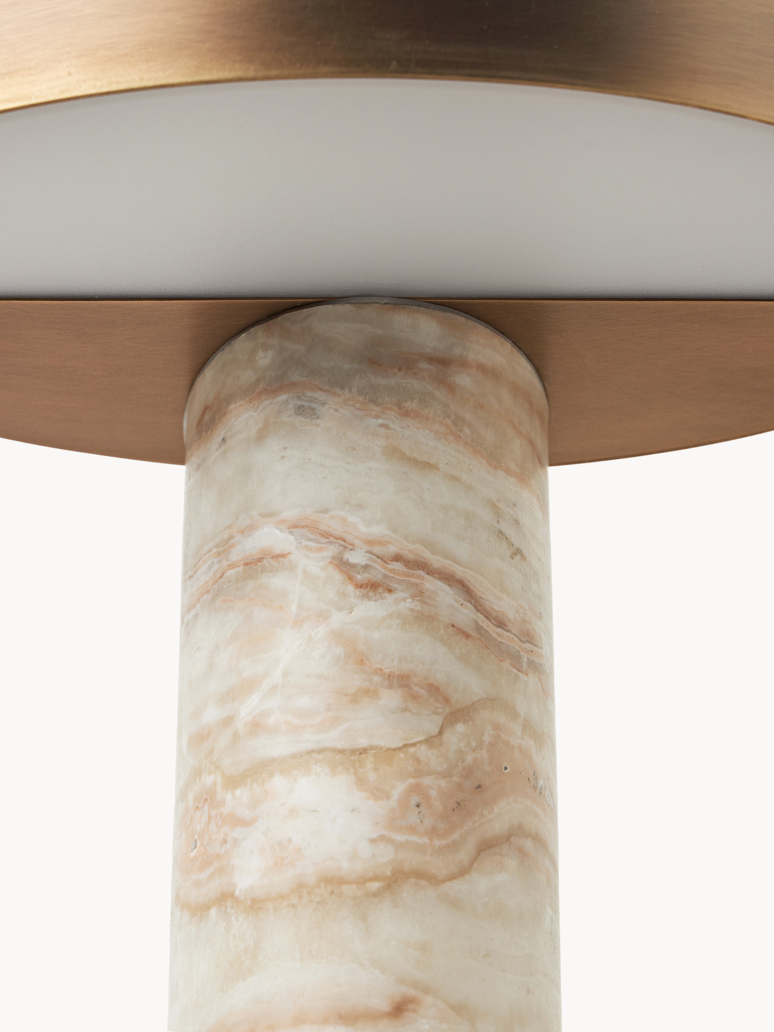 Lampe à poser LED avec pied en marbre Alastair - Beige clair, marbré, laiton
