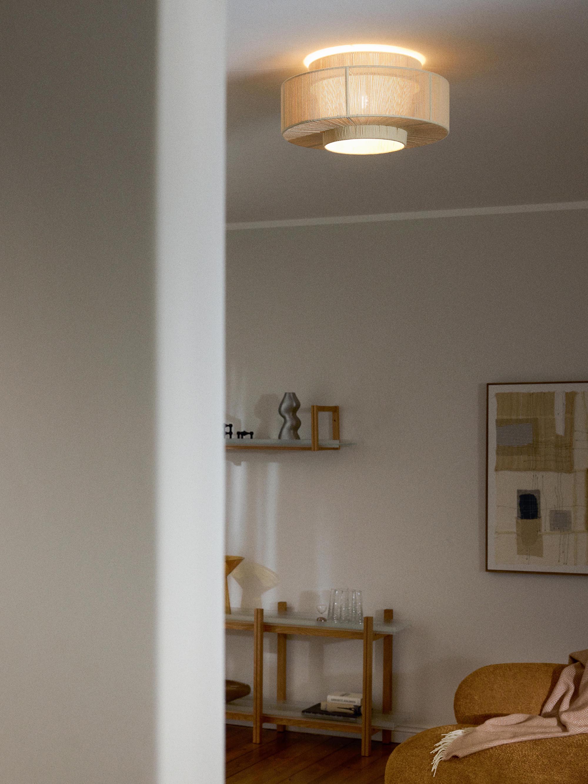 Plafonnier en fils de lin Matias - Beige clair