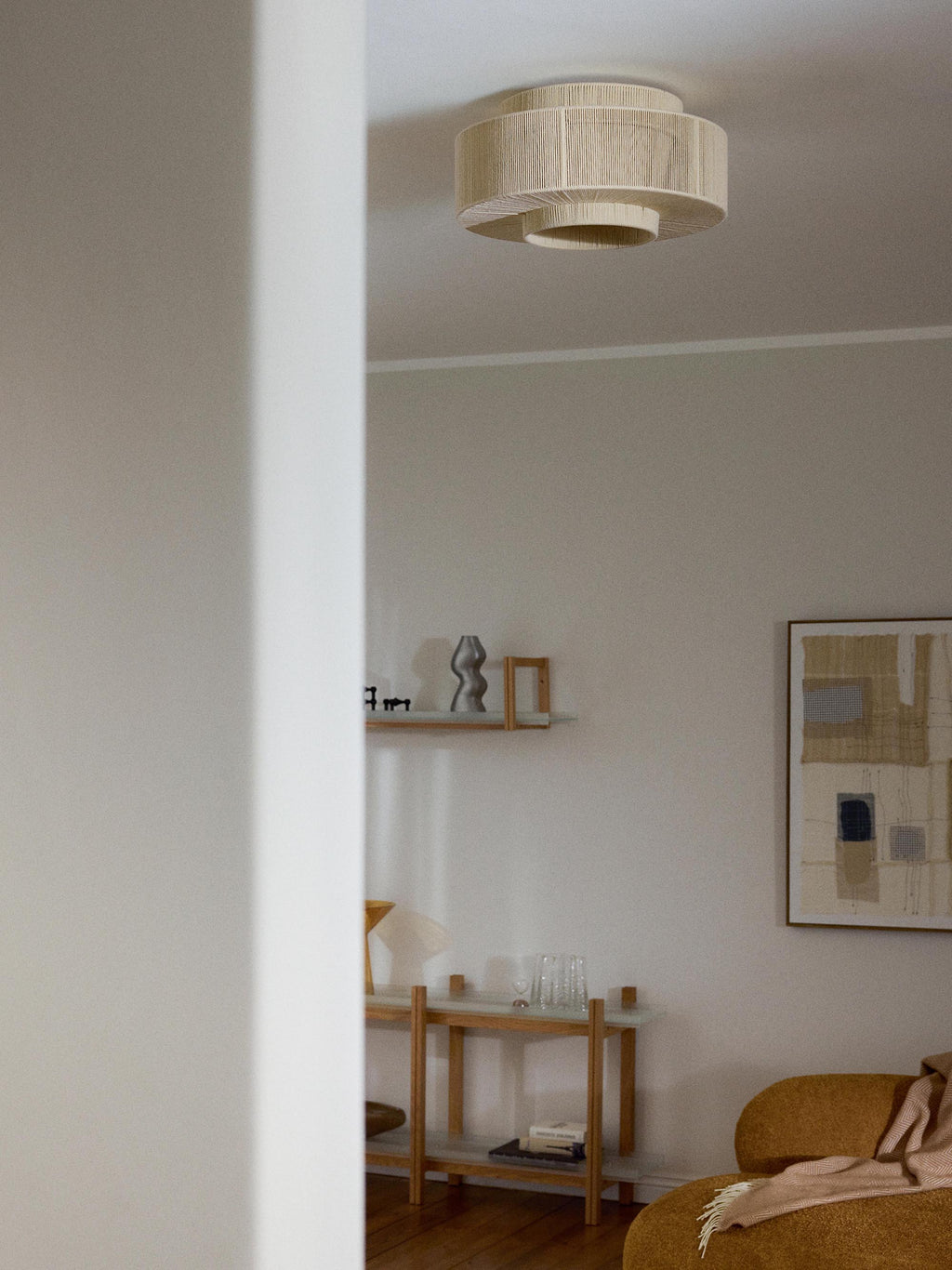 Plafonnier en fils de lin Matias - Beige clair