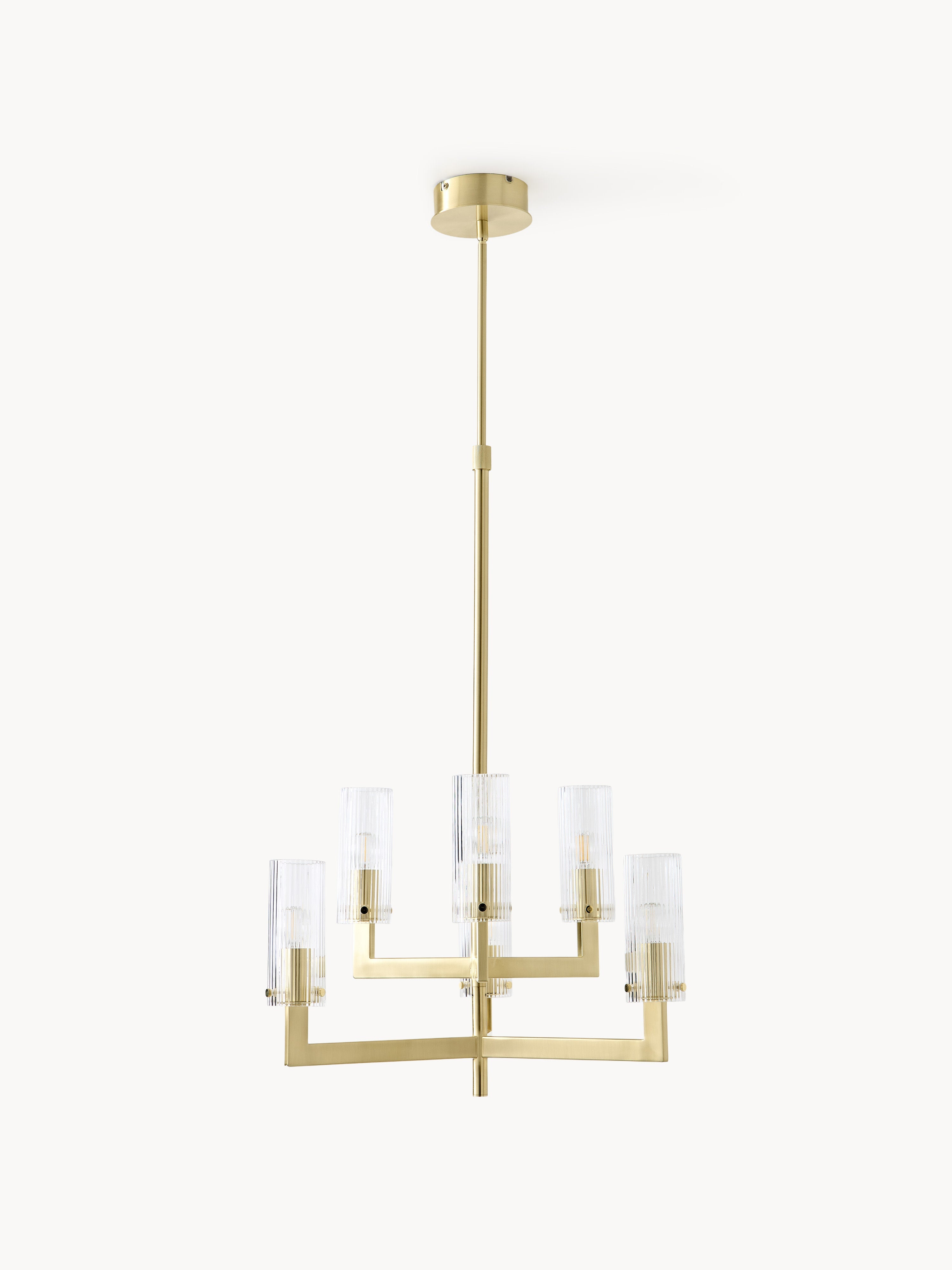 Suspension en verre cannelé - Doré, transparent