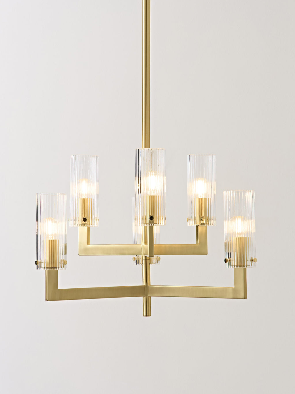 Suspension en verre cannelé - Doré, transparent