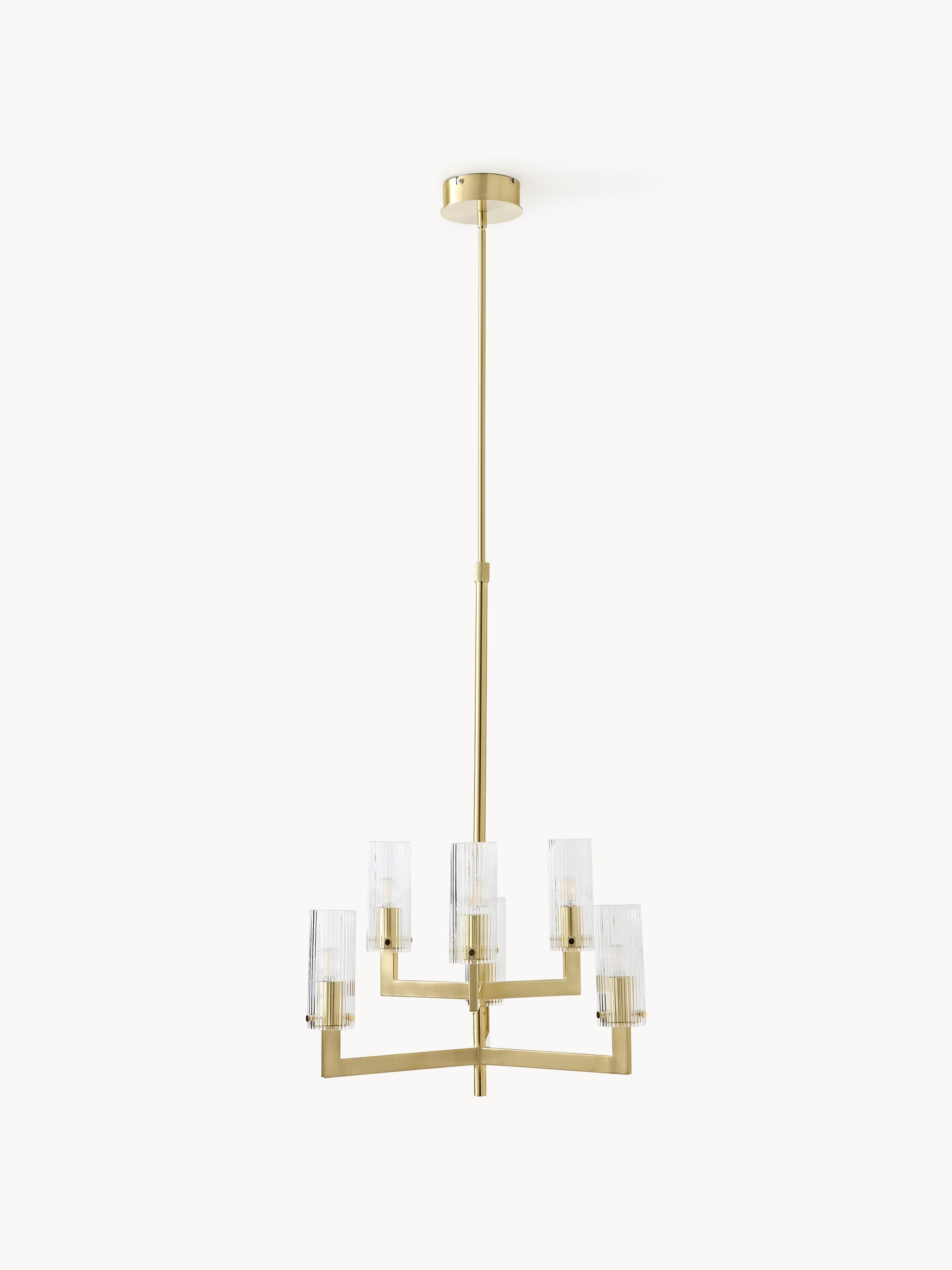 Suspension en verre cannelé - Doré, transparent