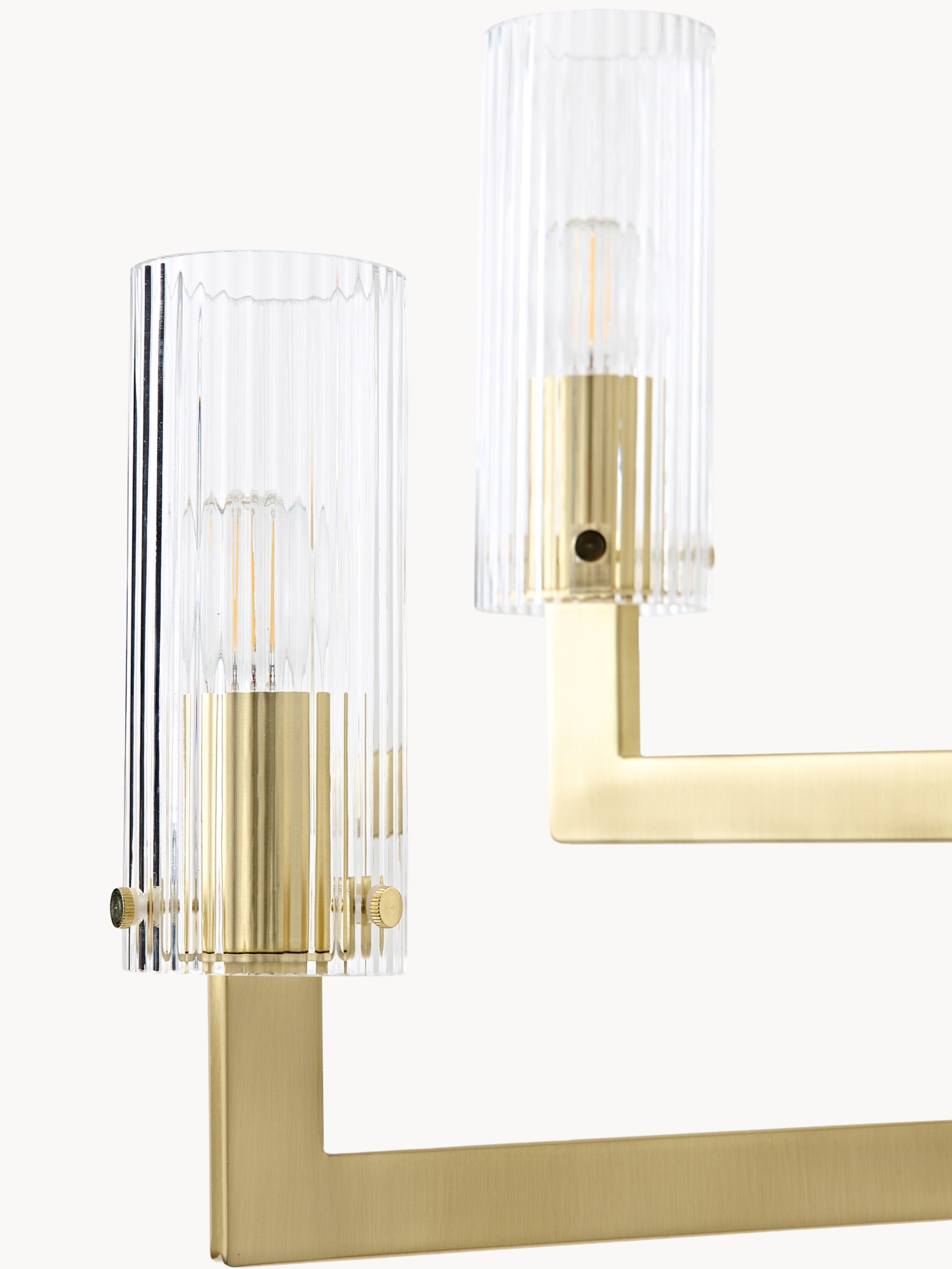 Suspension en verre cannelé - Doré, transparent