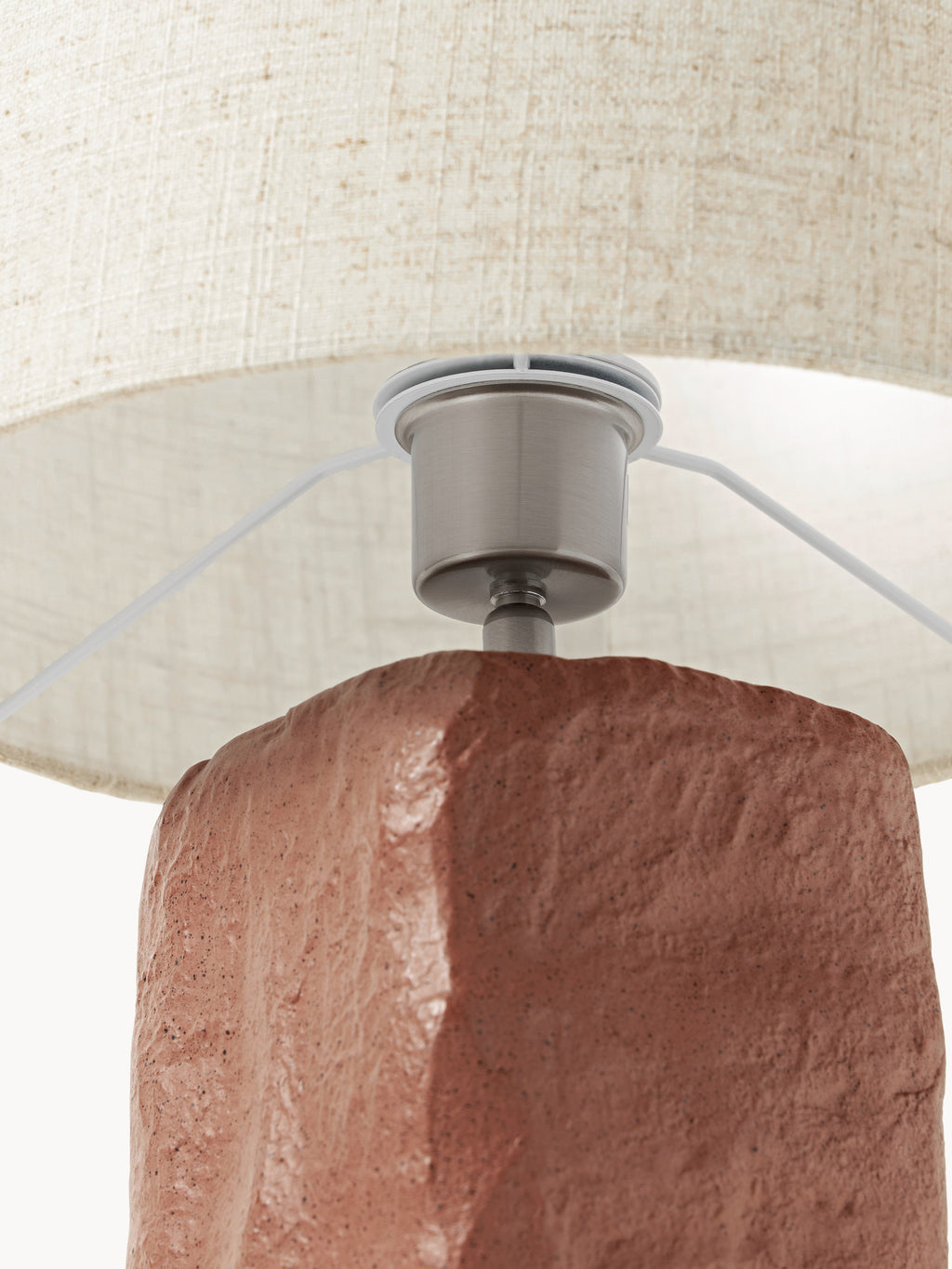 Grande lampe à poser avec pied en béton Dadi - Beige clair, terracotta