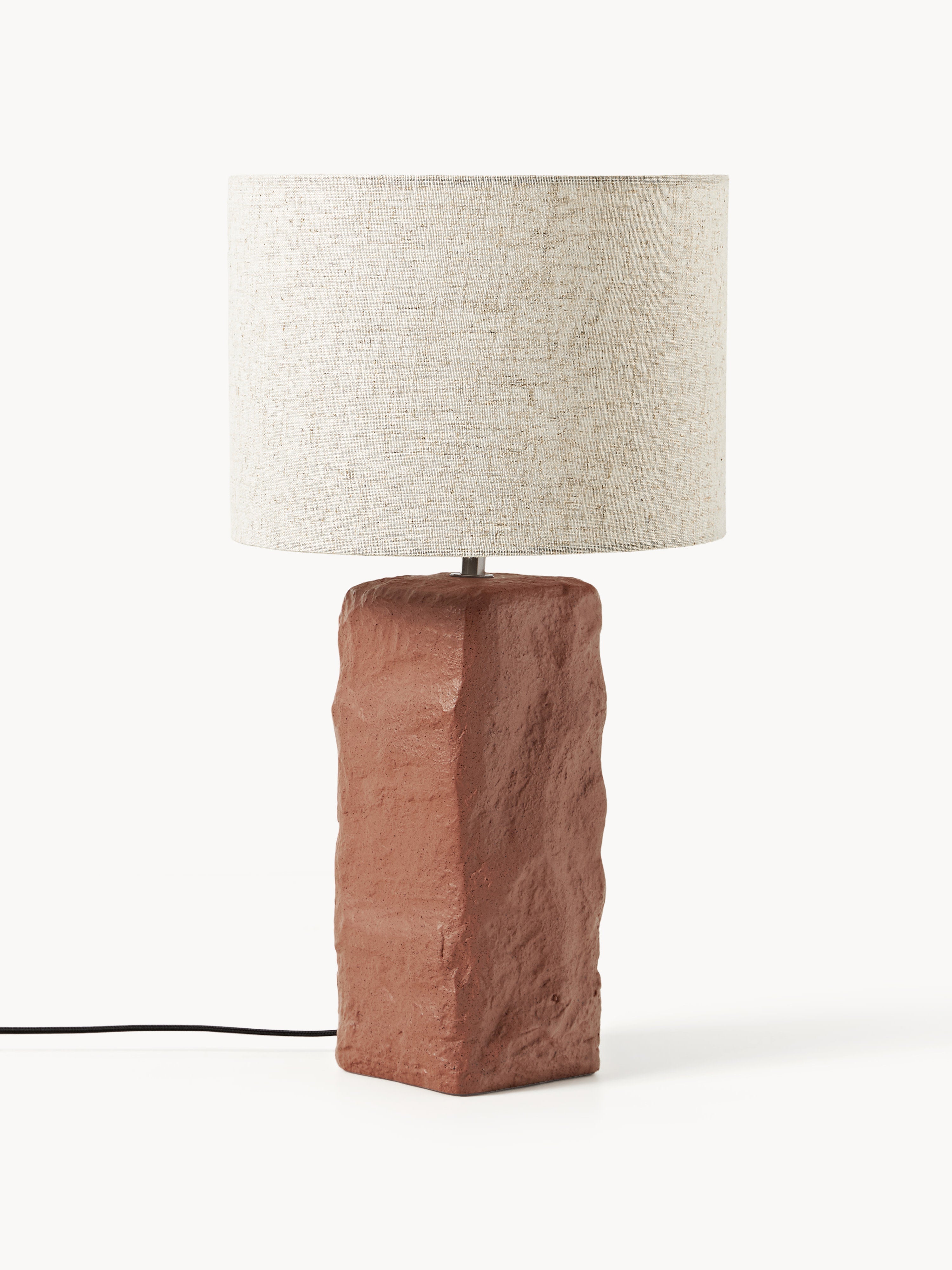 Grande lampe à poser avec pied en béton Dadi - Beige clair, terracotta