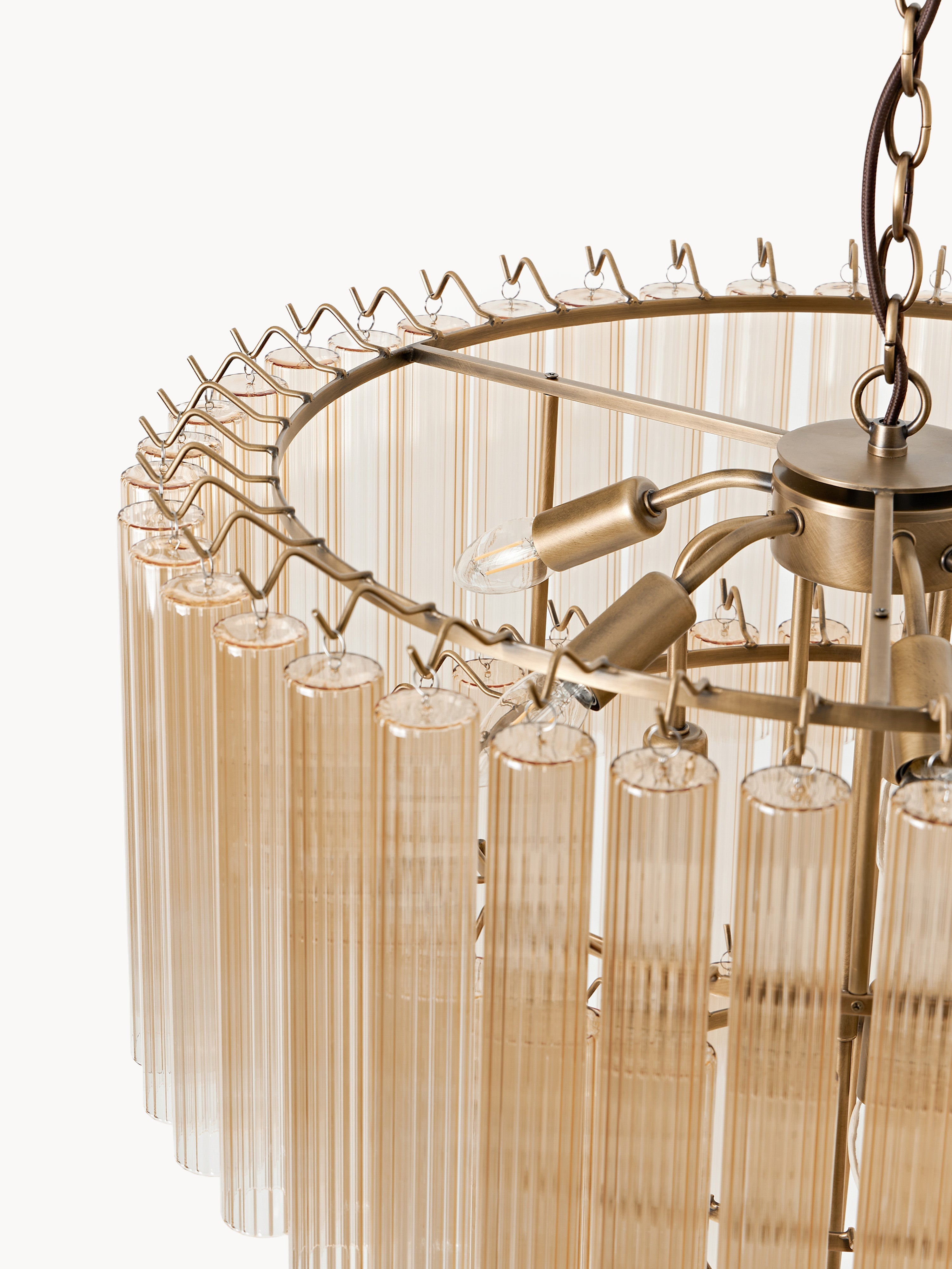 Grand lustre en verre Tove - Beige, doré