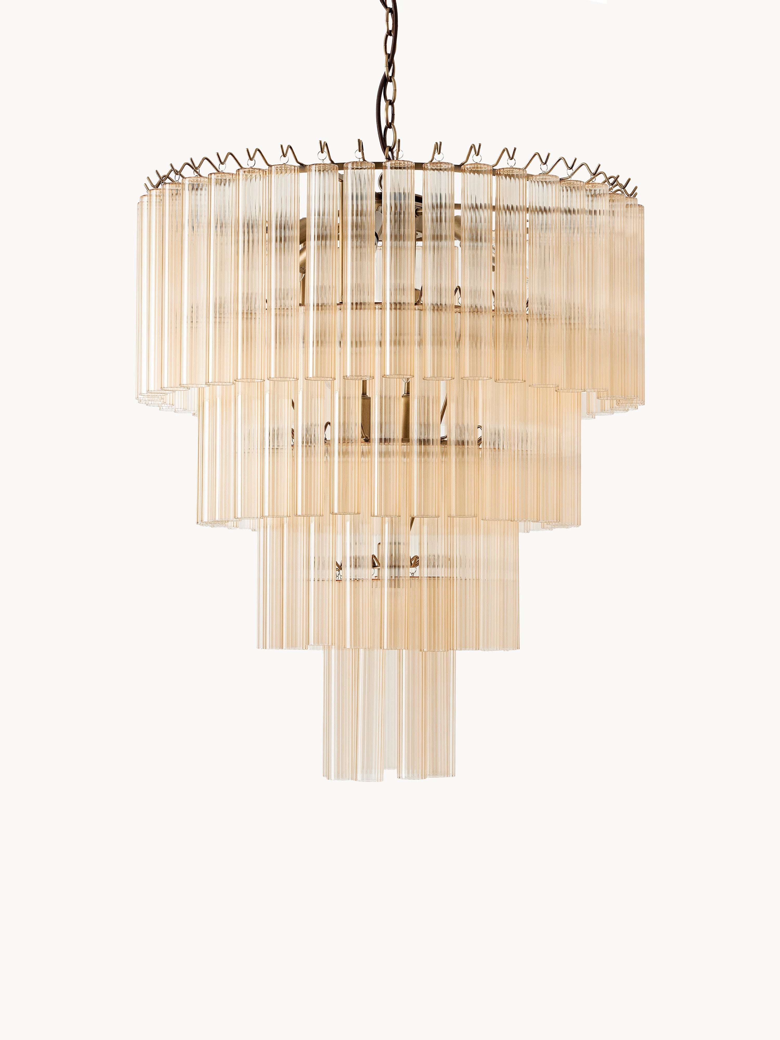 Grand lustre en verre Tove - Beige, doré
