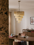Grand lustre en verre Tove - Beige, doré