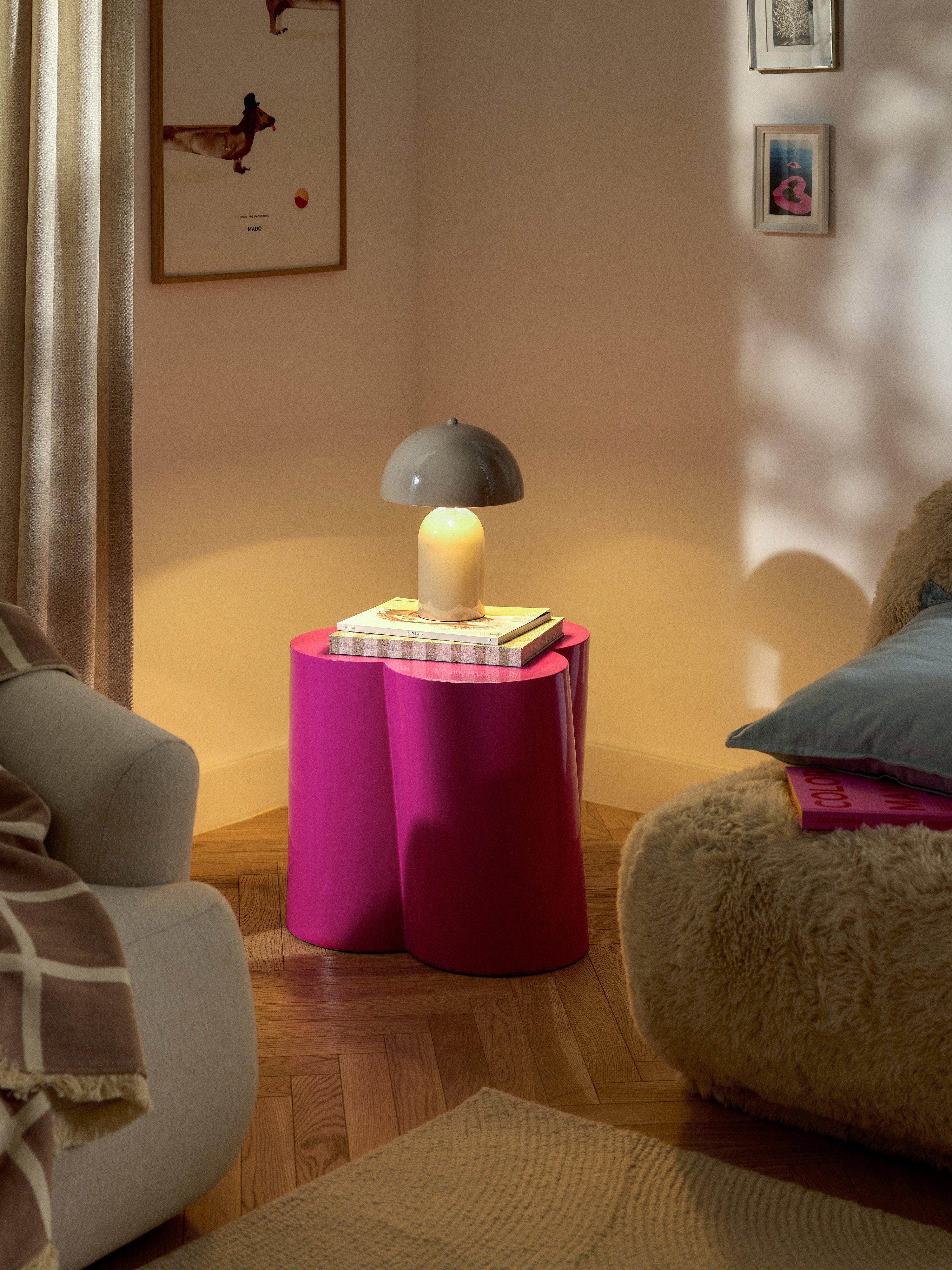 Petite lampe à poser rétro Elmo - Taupe, haute brillance