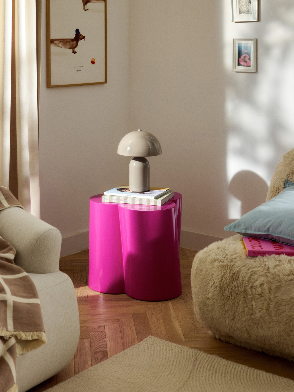 Petite lampe à poser rétro Elmo - Taupe, haute brillance