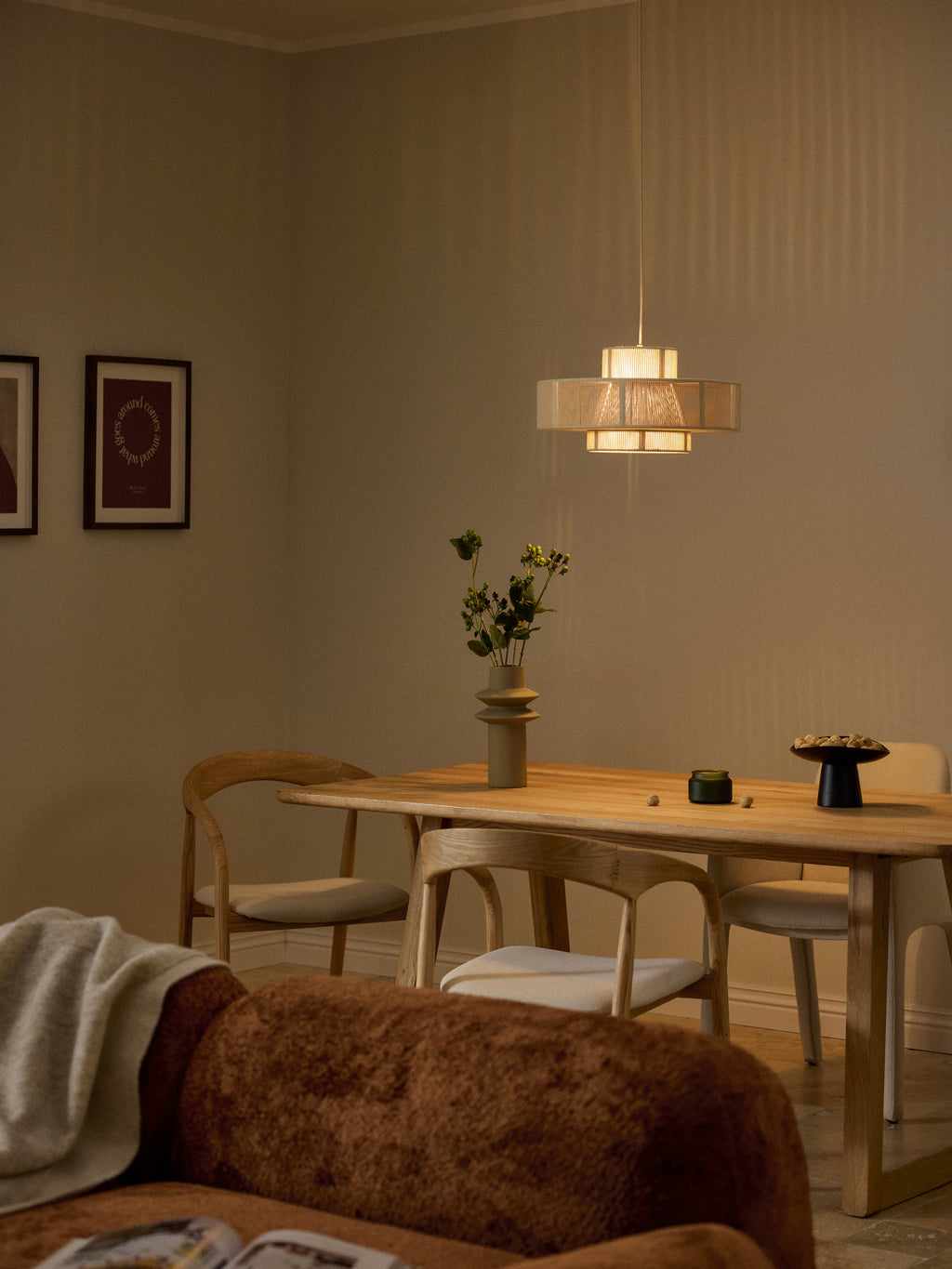 Grande suspension en lin Matias - Blanc crème