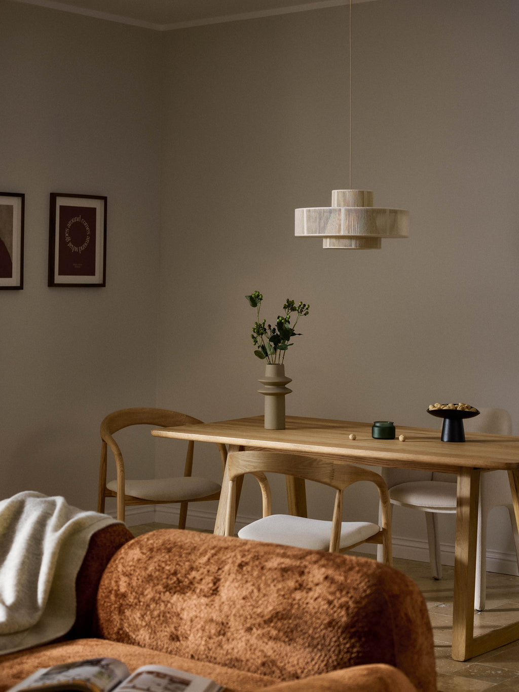 Grande suspension en lin Matias - Blanc crème