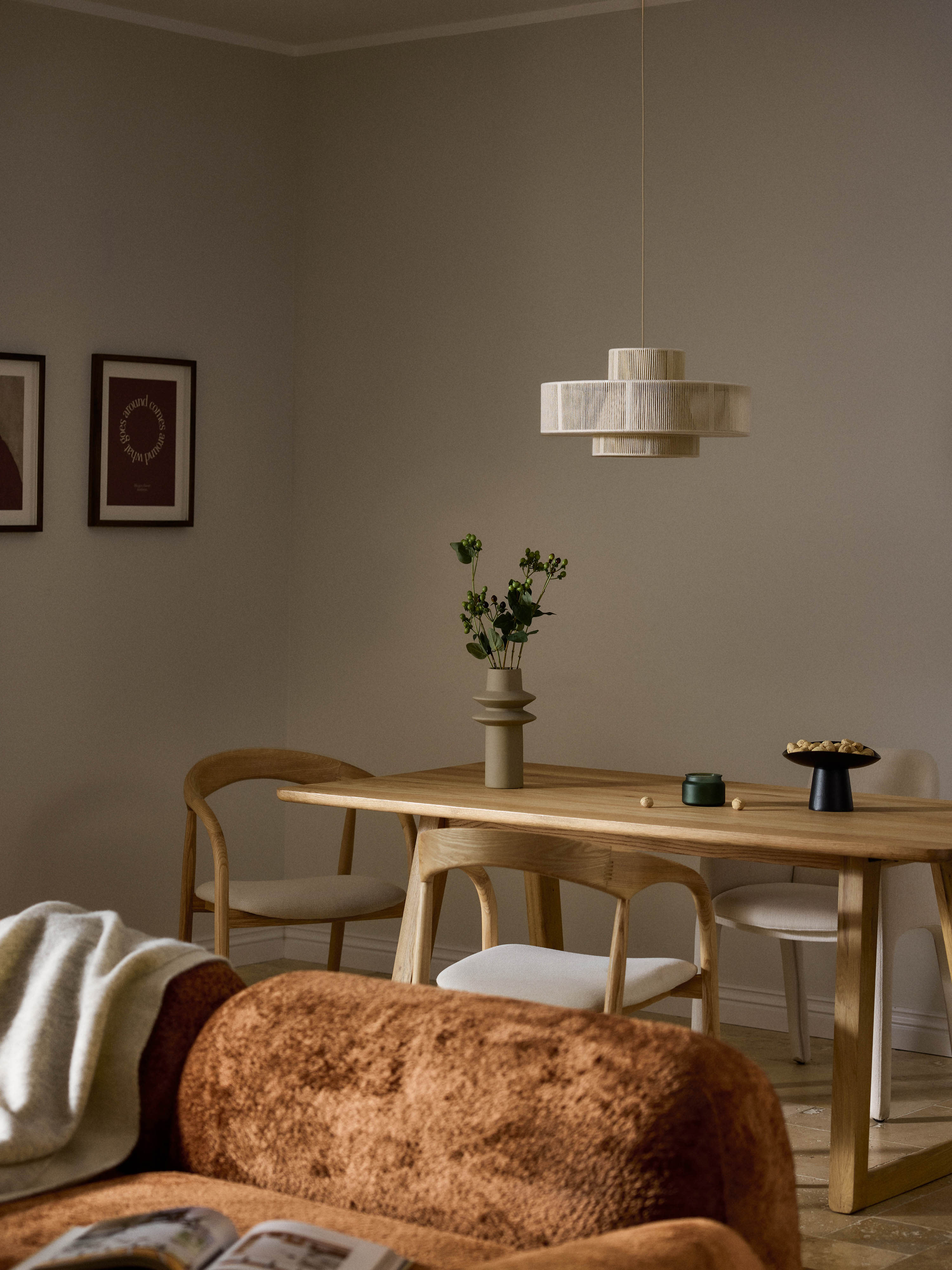 Grande suspension en lin Matias - Blanc crème