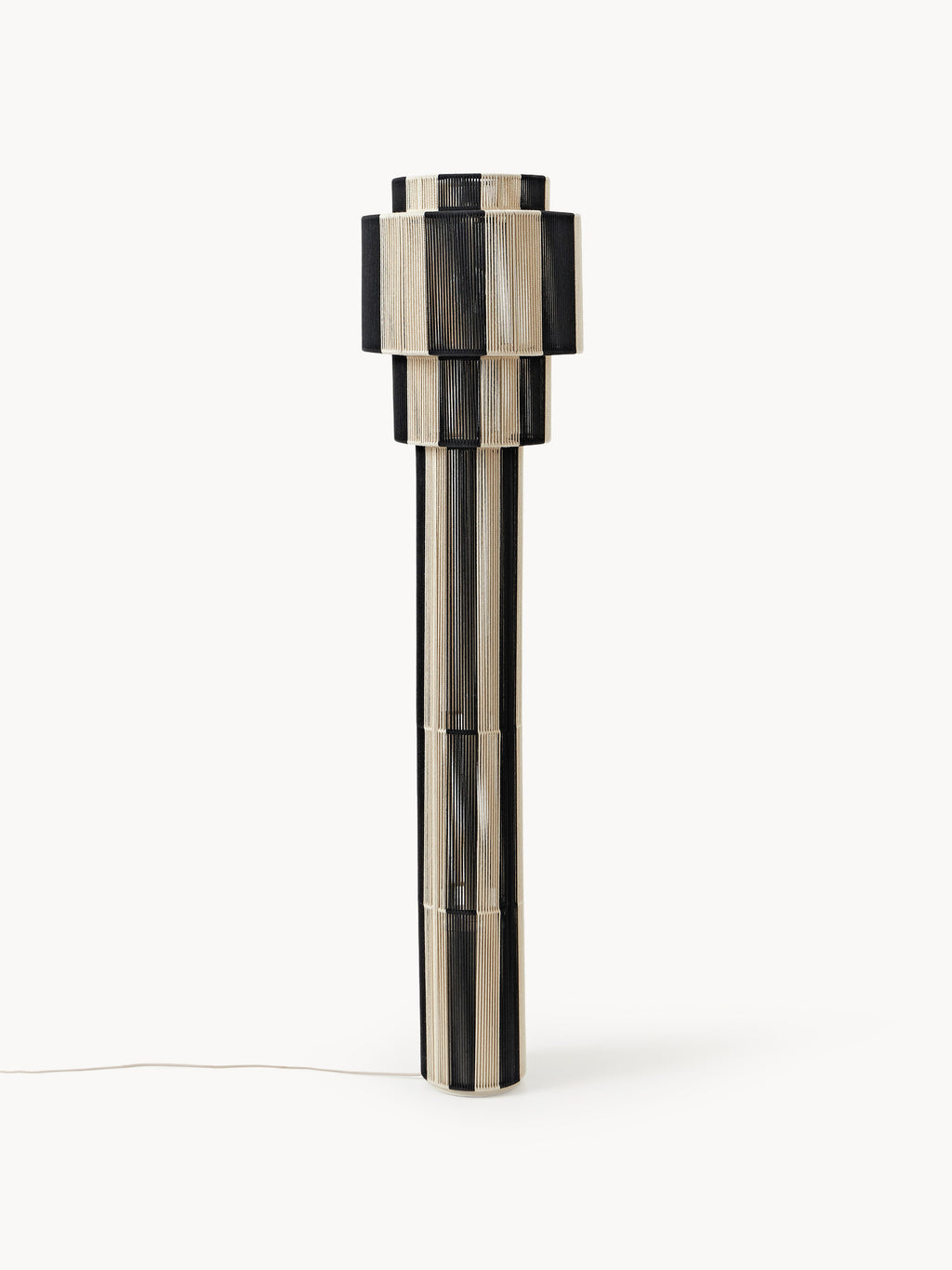 Lampadaire en fils de lin Matias - Beige clair, noir